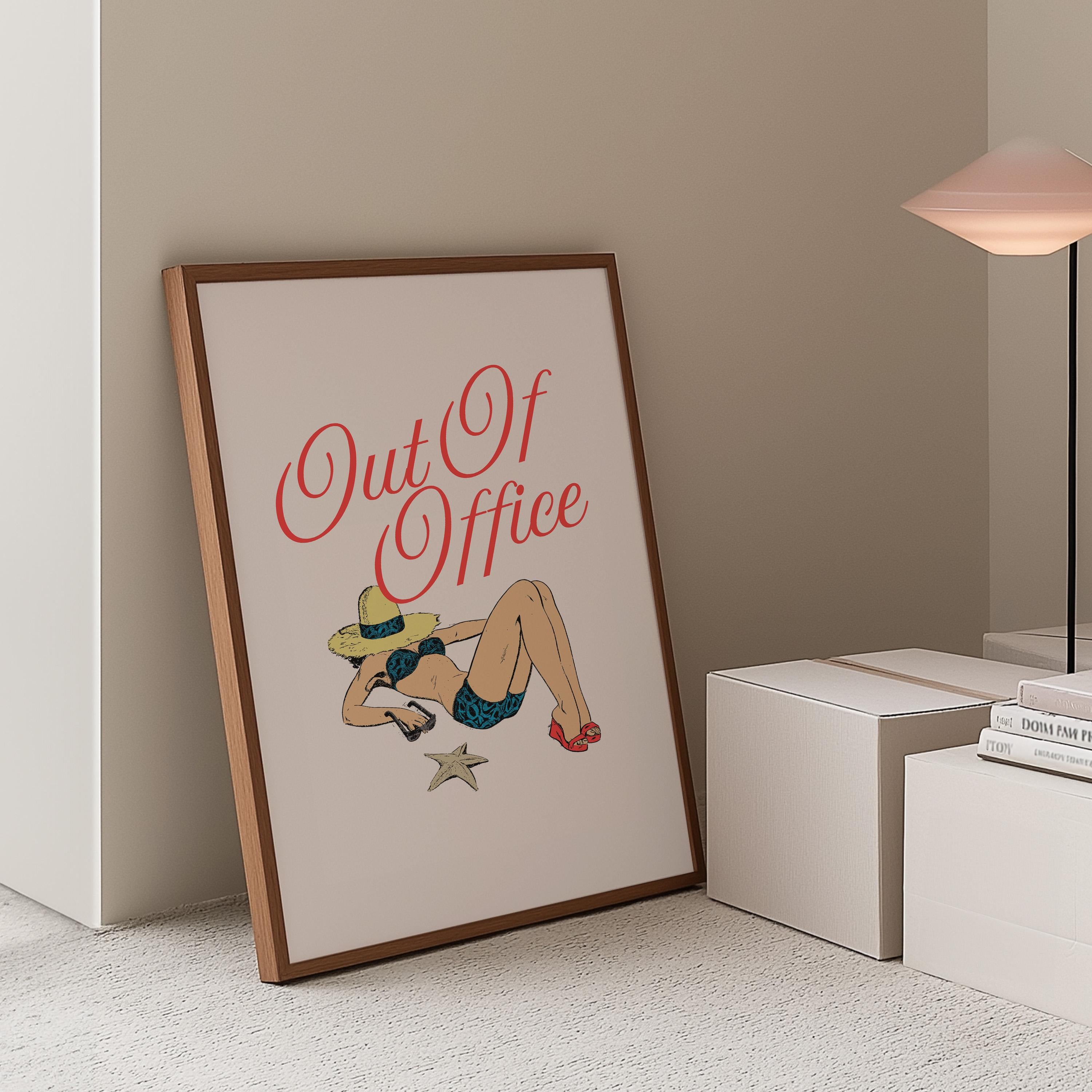 Out of Office, Vintage Art print, Retro Ad, Maximalism Decor, Trendy Posters, Girly Prints, Quirky Art Print, Sassy Poster, GS Print Shoppe