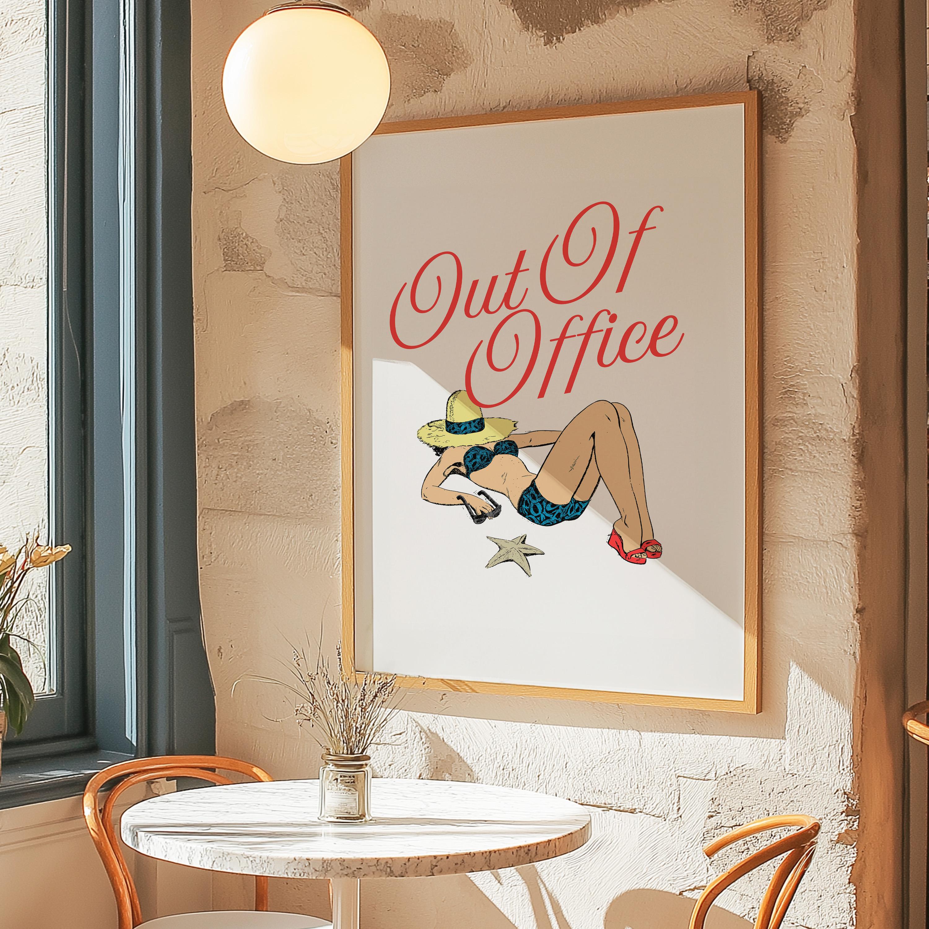 Out of Office, Vintage Art print, Retro Ad, Maximalism Decor, Trendy Posters, Girly Prints, Quirky Art Print, Sassy Poster, GS Print Shoppe