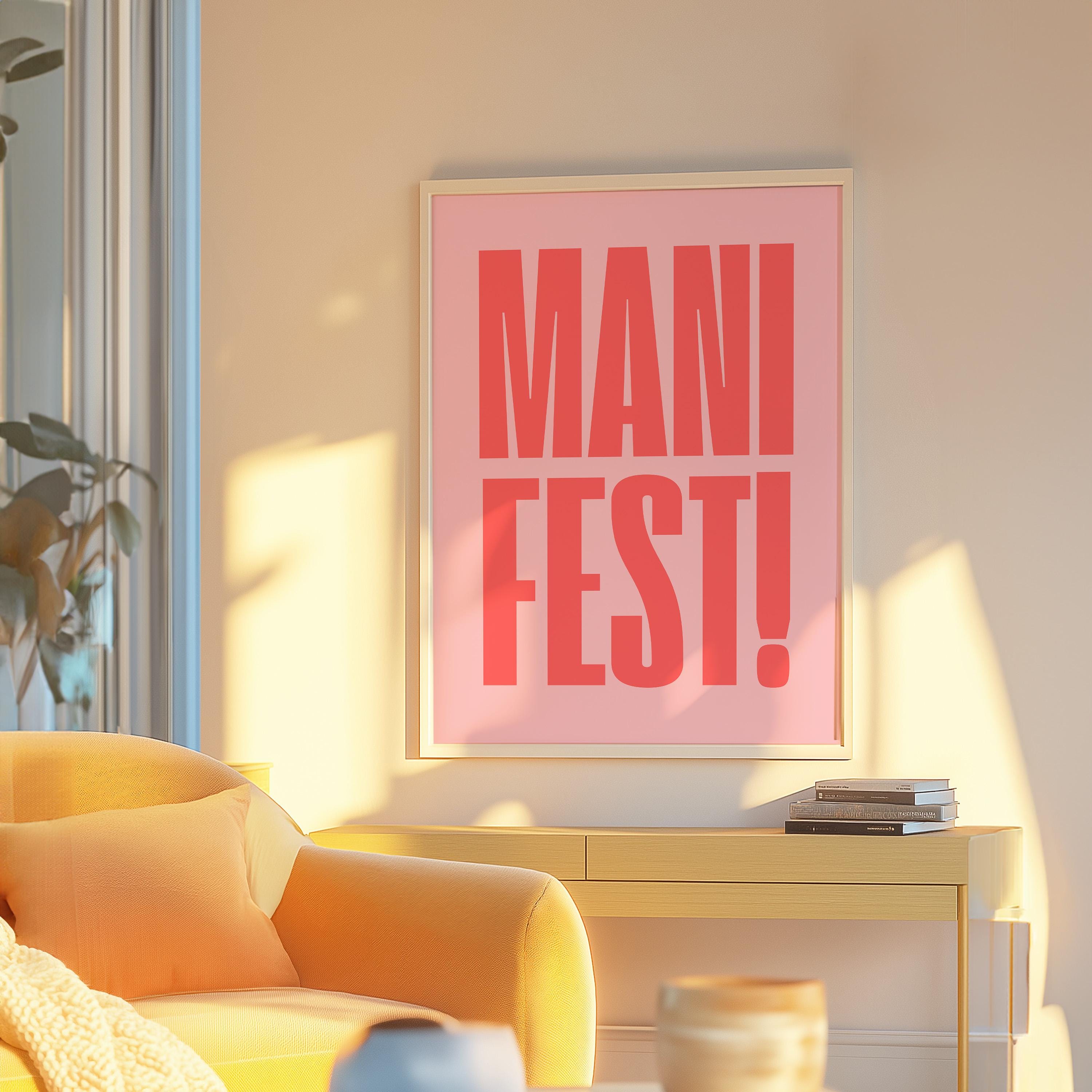 Manifest Art Print, Manifesting Posters, Inspirational Quote, Digital Download Print, Retro Wall Decor, Y2K Aesthetic Art, Encouragement Art