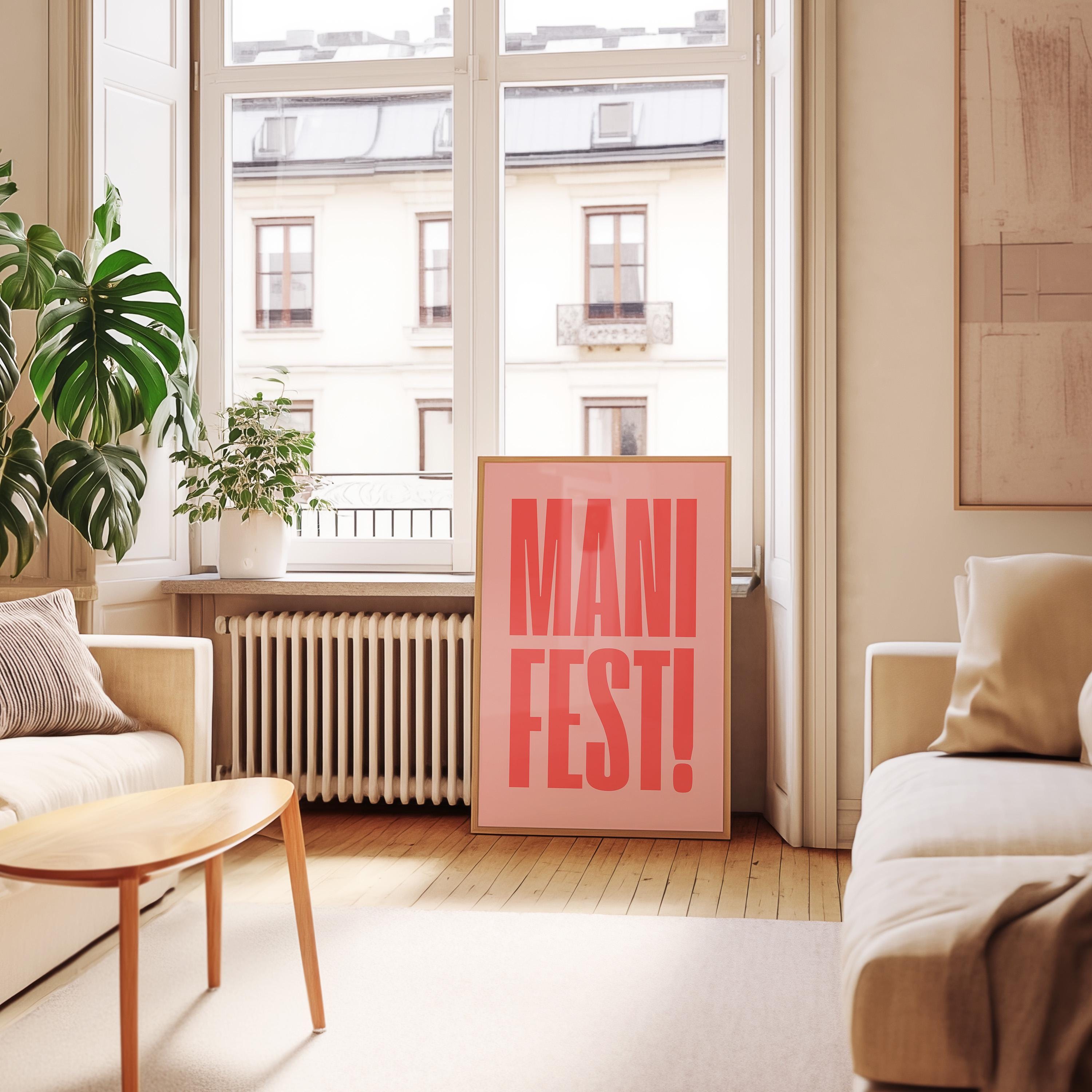 Manifest Art Print, Manifesting Posters, Inspirational Quote, Digital Download Print, Retro Wall Decor, Y2K Aesthetic Art, Encouragement Art