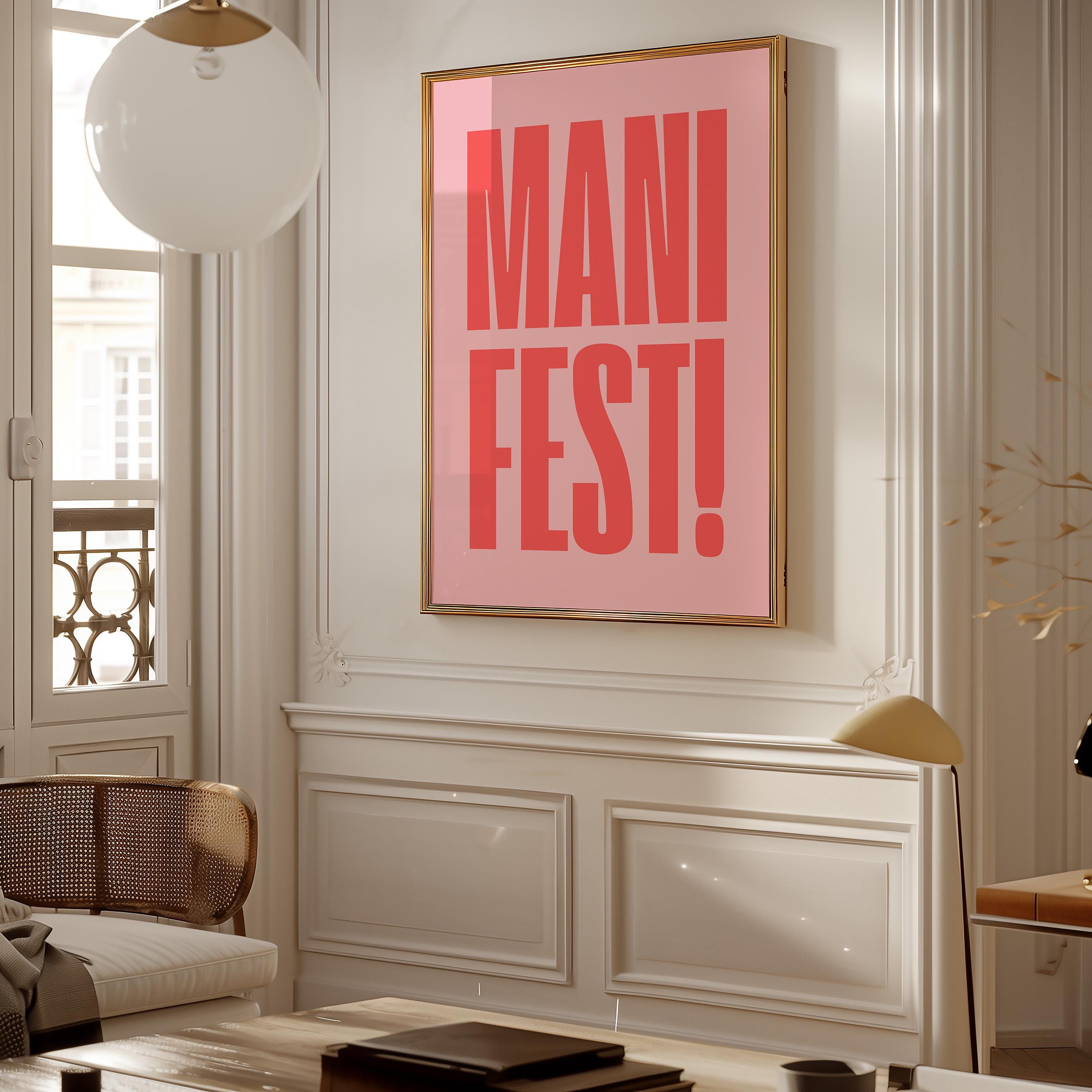 Manifest Art Print, Manifesting Posters, Inspirational Quote, Digital Download Print, Retro Wall Decor, Y2K Aesthetic Art, Encouragement Art