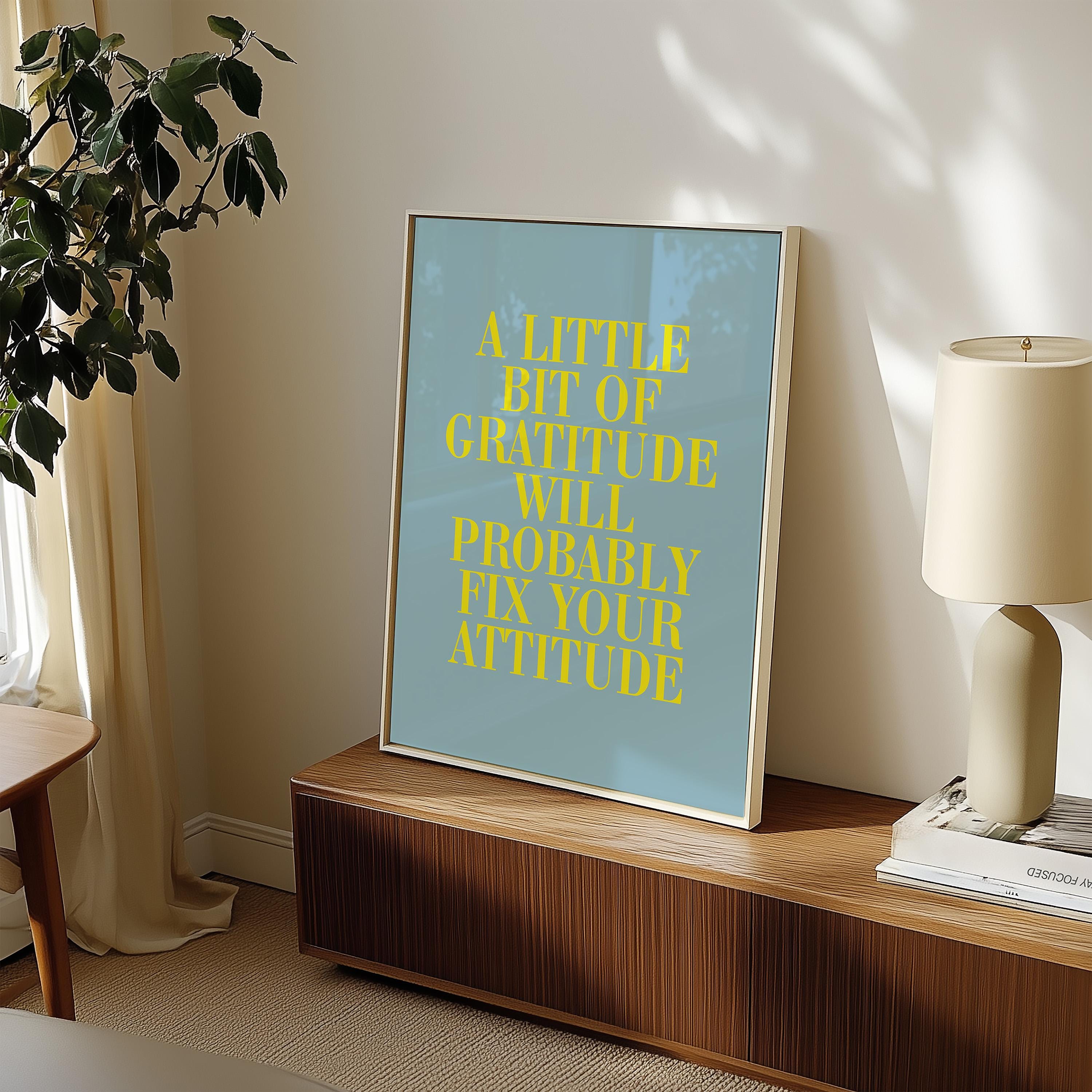 Gratitude Wall Art, Empowerment Art, Retro Decor, Quote Art, Large Blue Wall Art, Kids Room Poster, Gratitude Prints