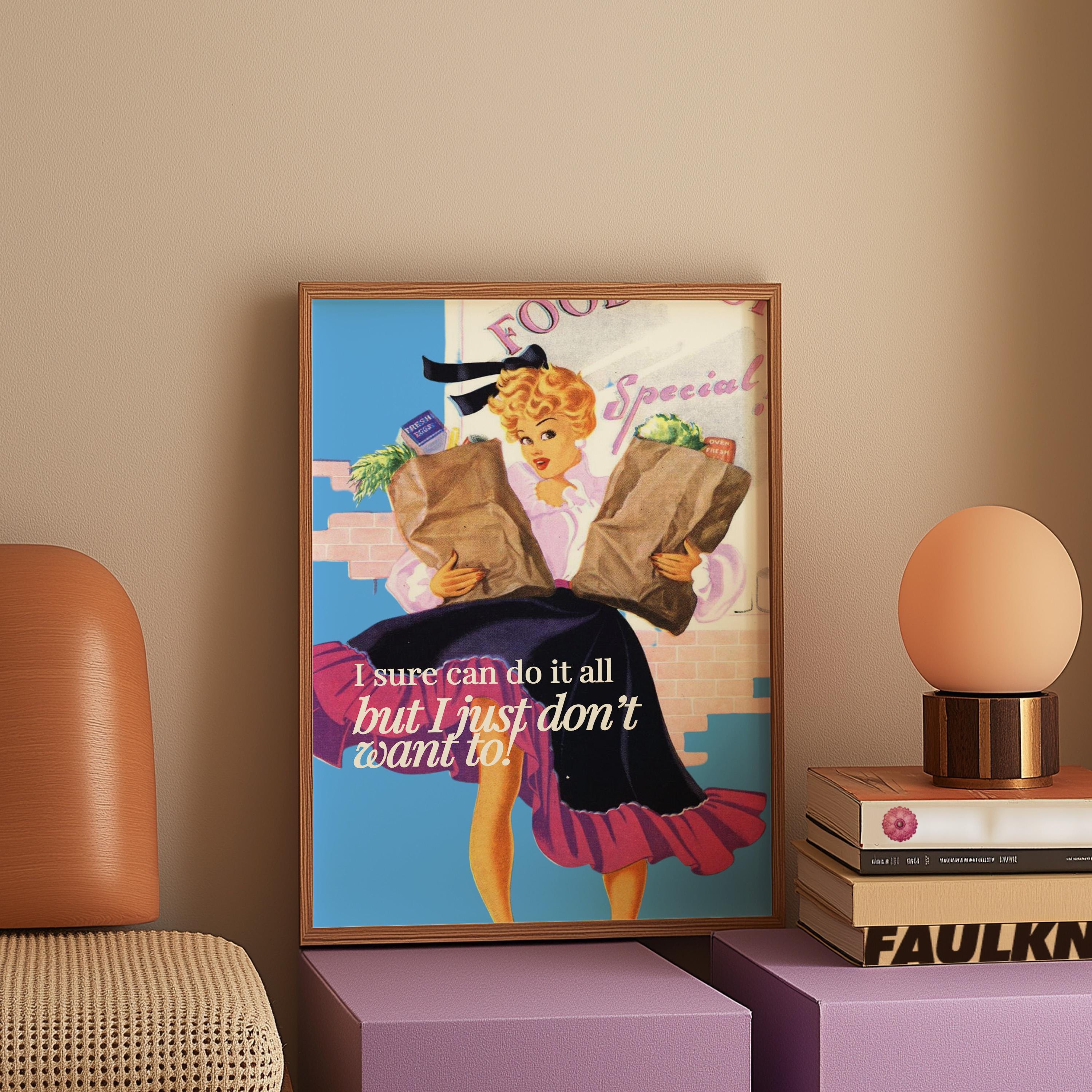 Retro Comic Print, Digital Poster, Retro Collage, Gallery Wall Print, Girly Print, Pulp Art Prints, Pin Up Girl Art, Feminist Art Print
