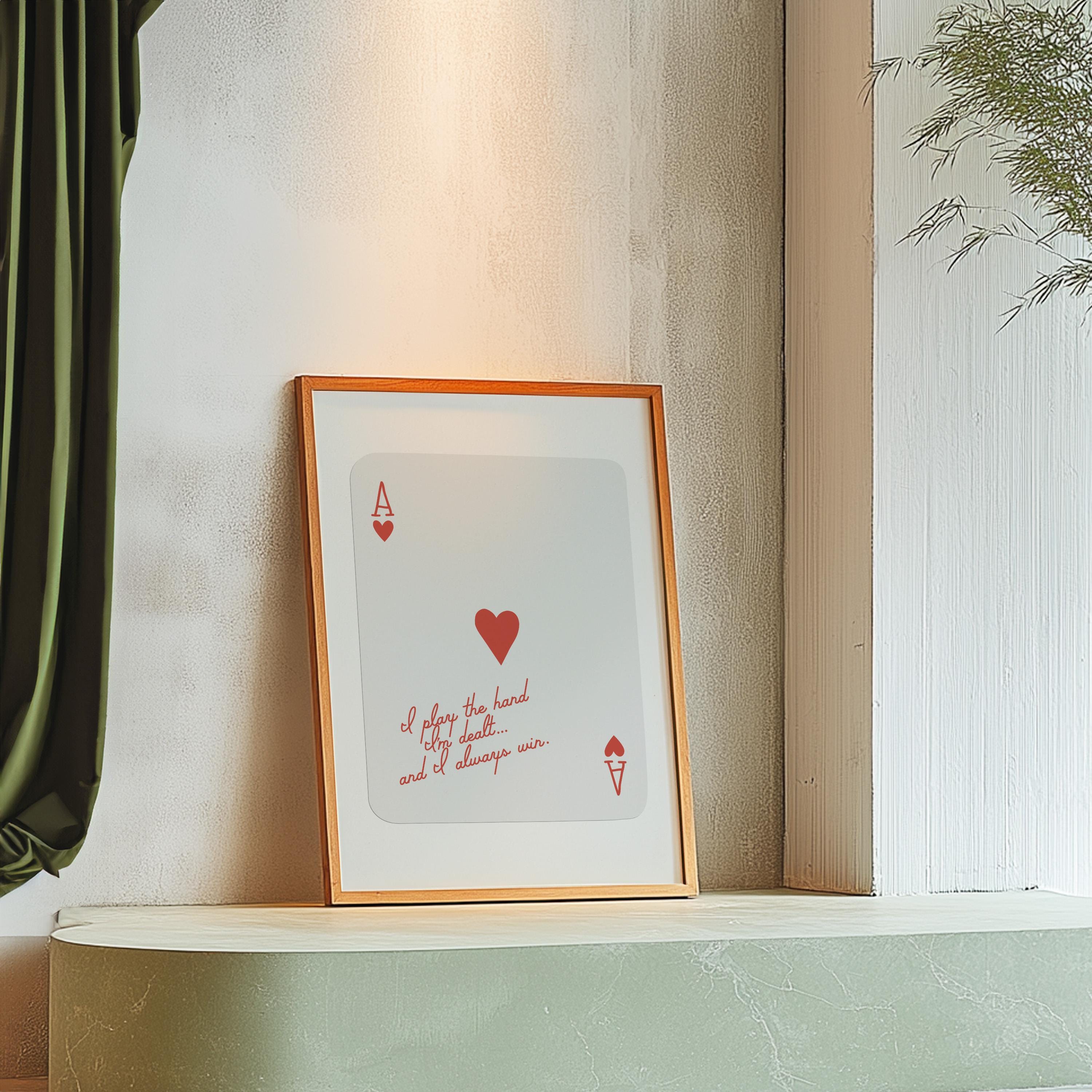 Ace of Hearts,Lucky Girl Syndrome,Retro Card Posters,Ace of Hearts Quotes,Trendy Wall Art,Aesthetic Print,Dorm Art,Ace of Hearts Art