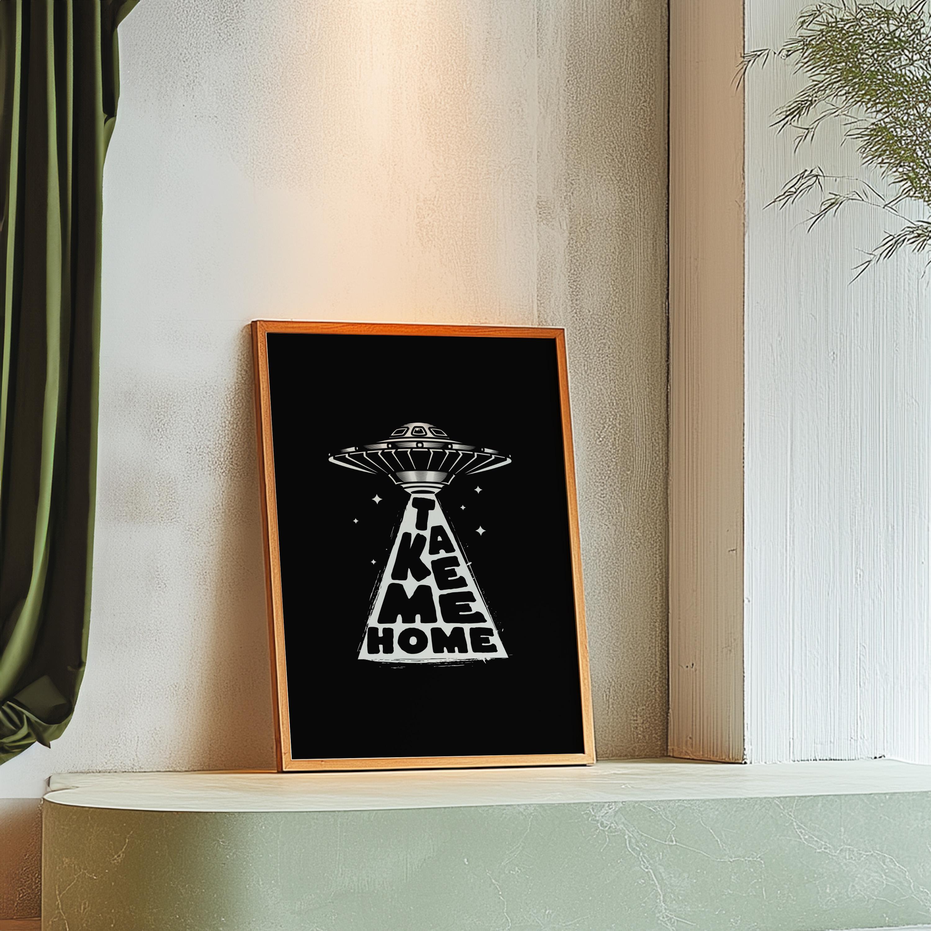 UFO Art Print, Trippy Art Print, Digital Download Print, Grainy Gradient, Retro Decor, Downloadable Print, Psychedelic Art, Space Art