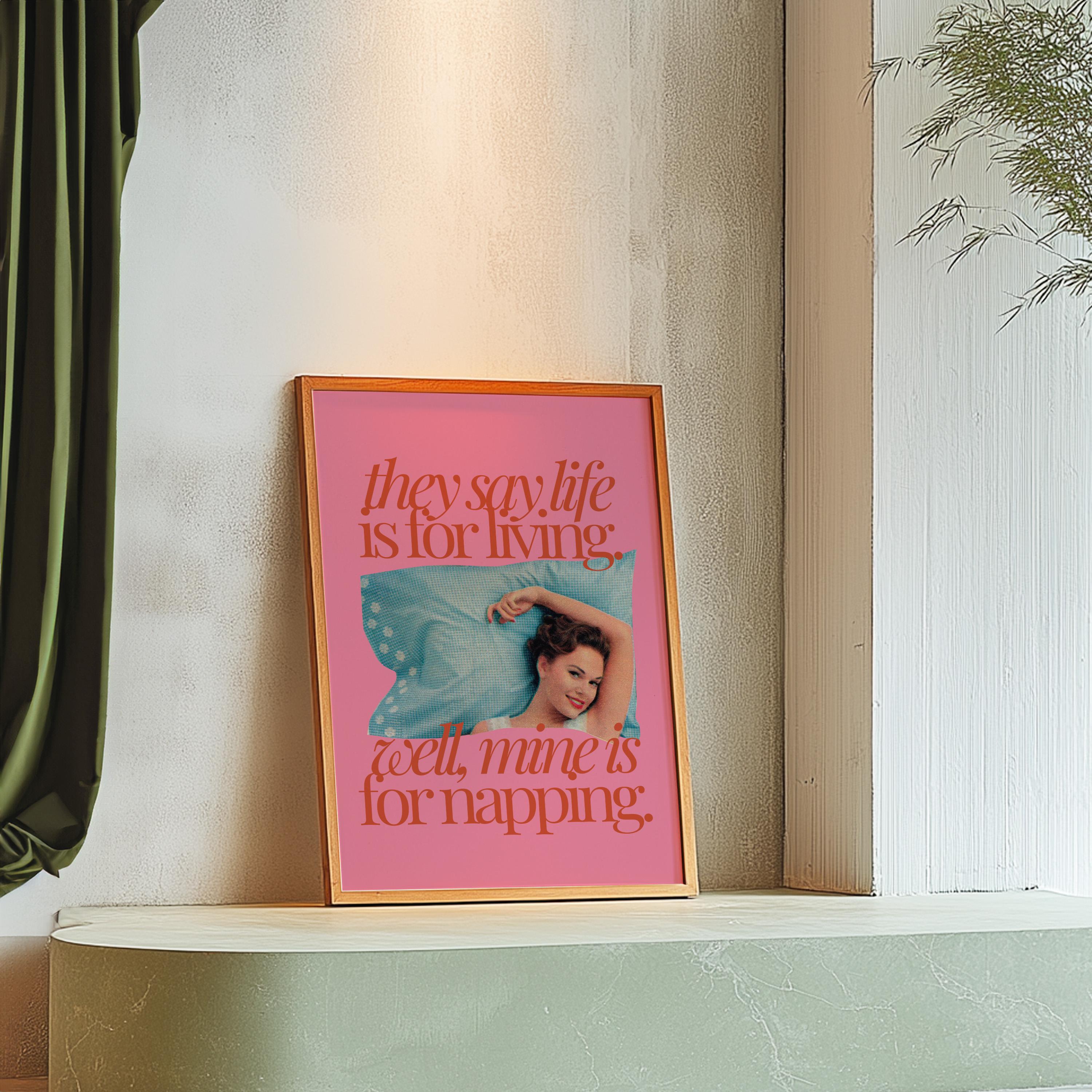 Napping Art-Digital Download-Vintage Art-Retro Print-Funny Girly Print-Trendy Art-Retro Trendy Art Print-Girly Art-Cocktail Art-Bar Cart Art