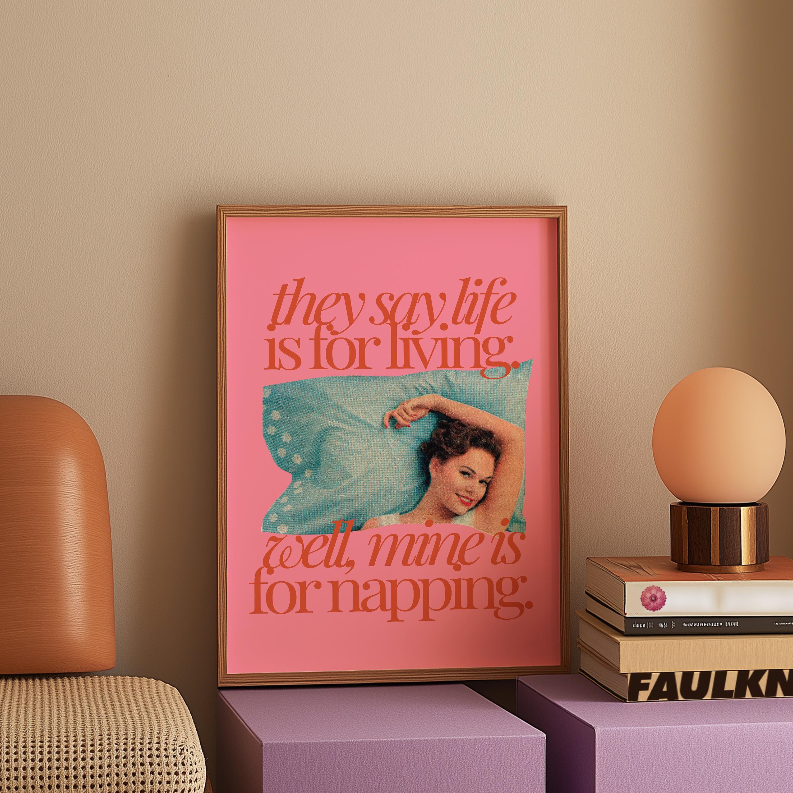 Napping Art-Digital Download-Vintage Art-Retro Print-Funny Girly Print-Trendy Art-Retro Trendy Art Print-Girly Art-Cocktail Art-Bar Cart Art