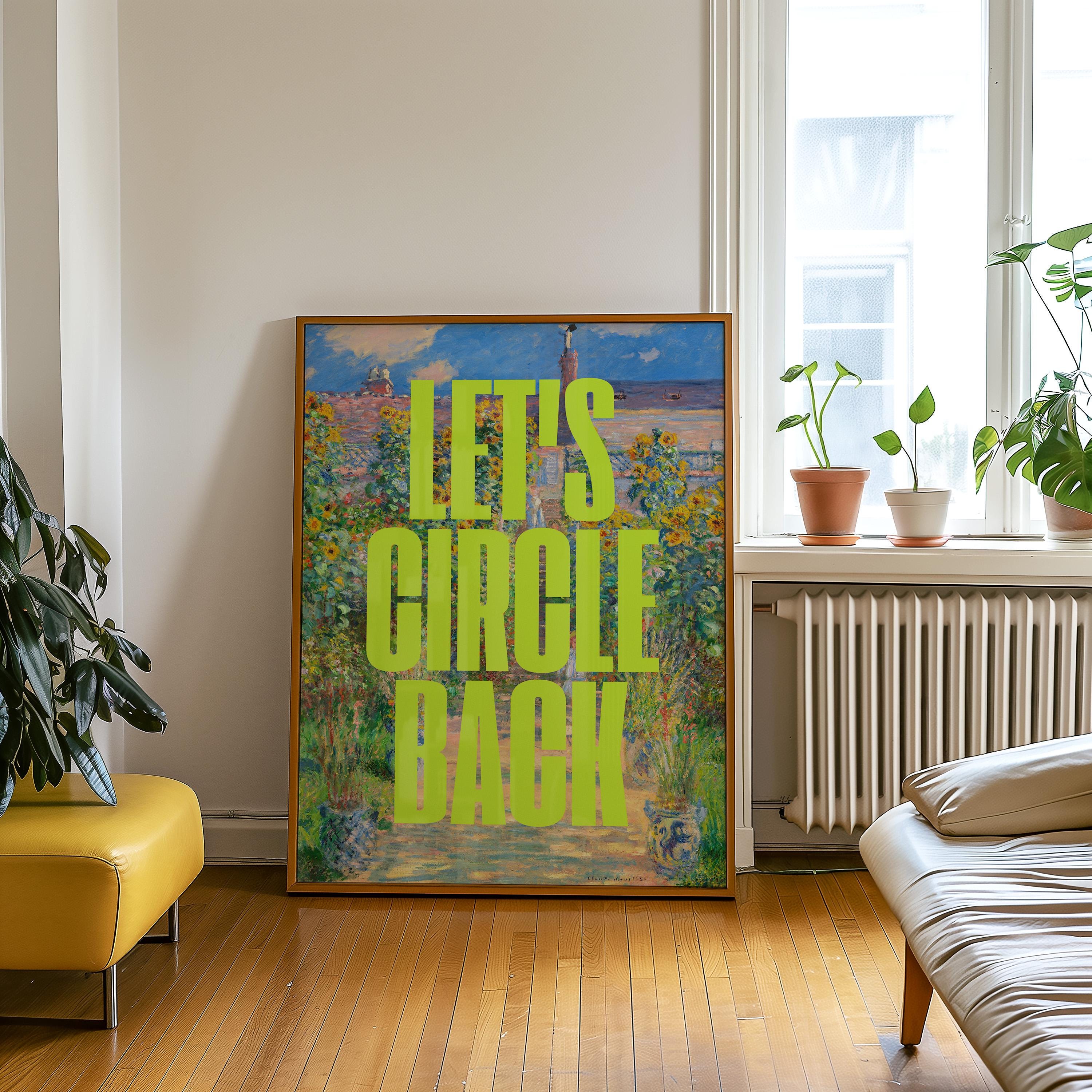 Altered Painting-Circle back-Monet Art-Funny Classic Art-Pop Art-Dorm Room Art-Downloadable Print-Trendy Art Print-Girly Art-office Art