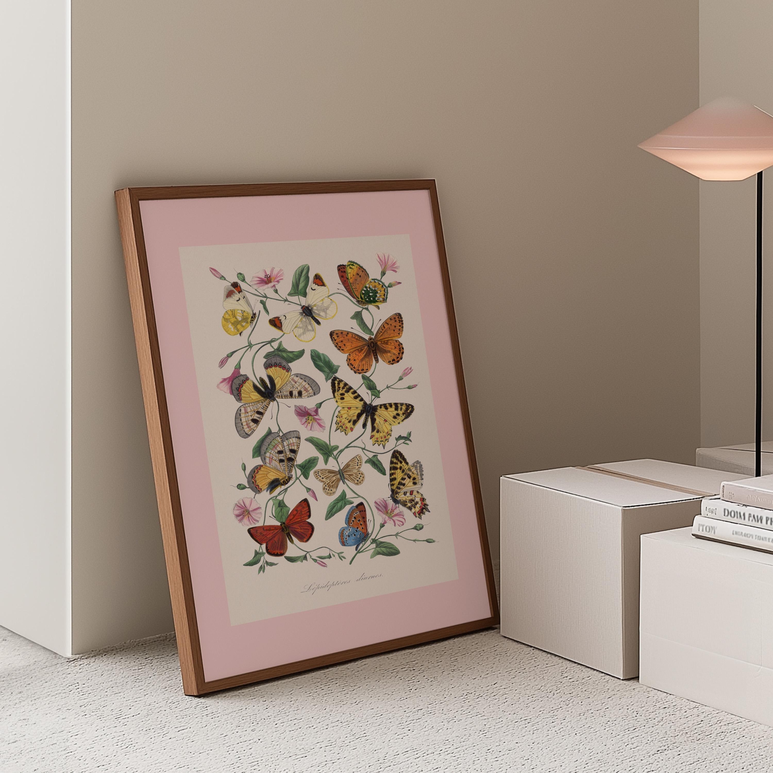 Boho Butterfly Print, Butterfly Wall Art, Antique Butterfly Drawing, Vintage Butterfly Printable, Butterfly Wall Decor, Retro Artwork Print