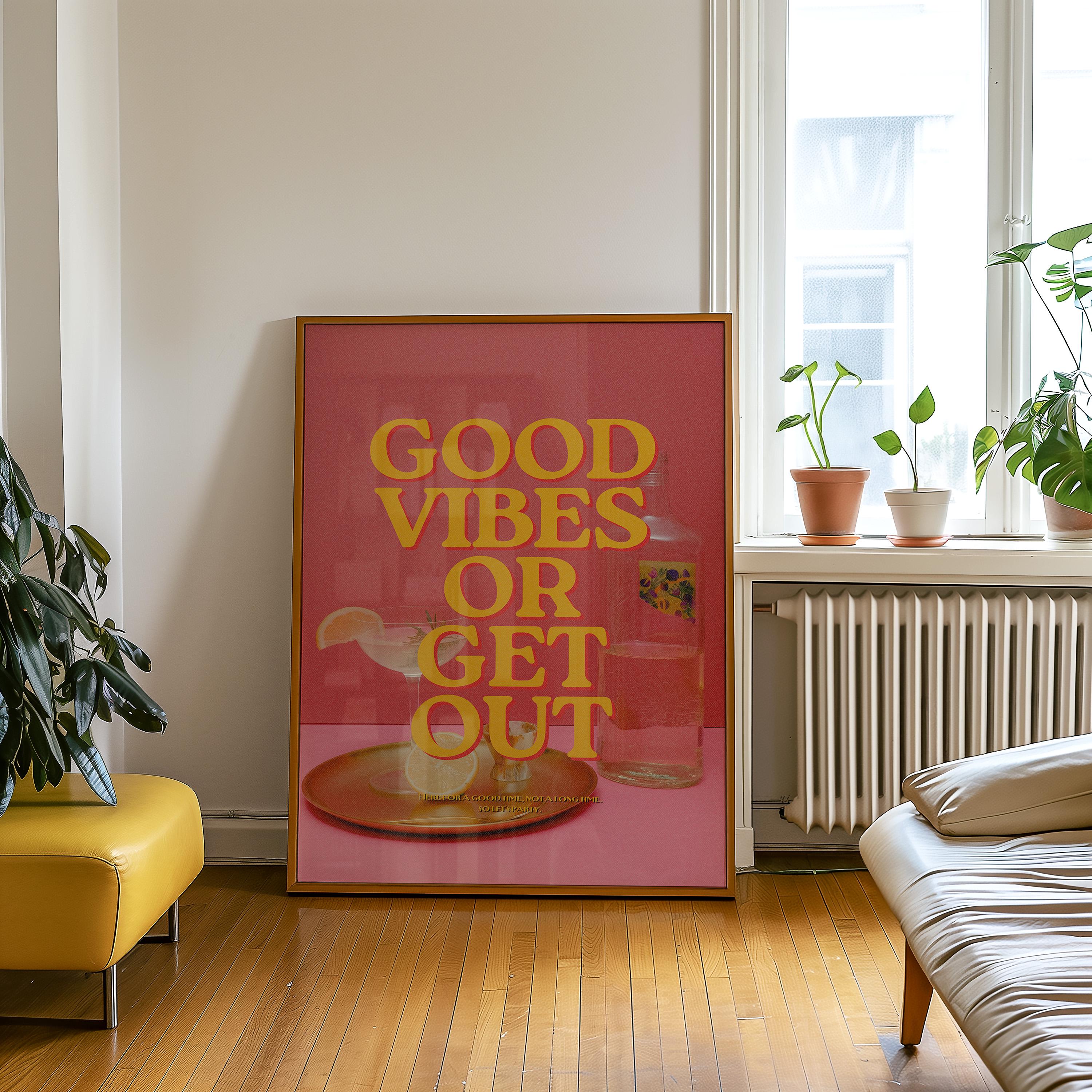 Good Vibes Art Print-Digital Art Prints-Cocktail Wall Art-Retro Photo Prints-Retro Photo Art Print-Preppy Art-Grainy Gradient-Trendy Print