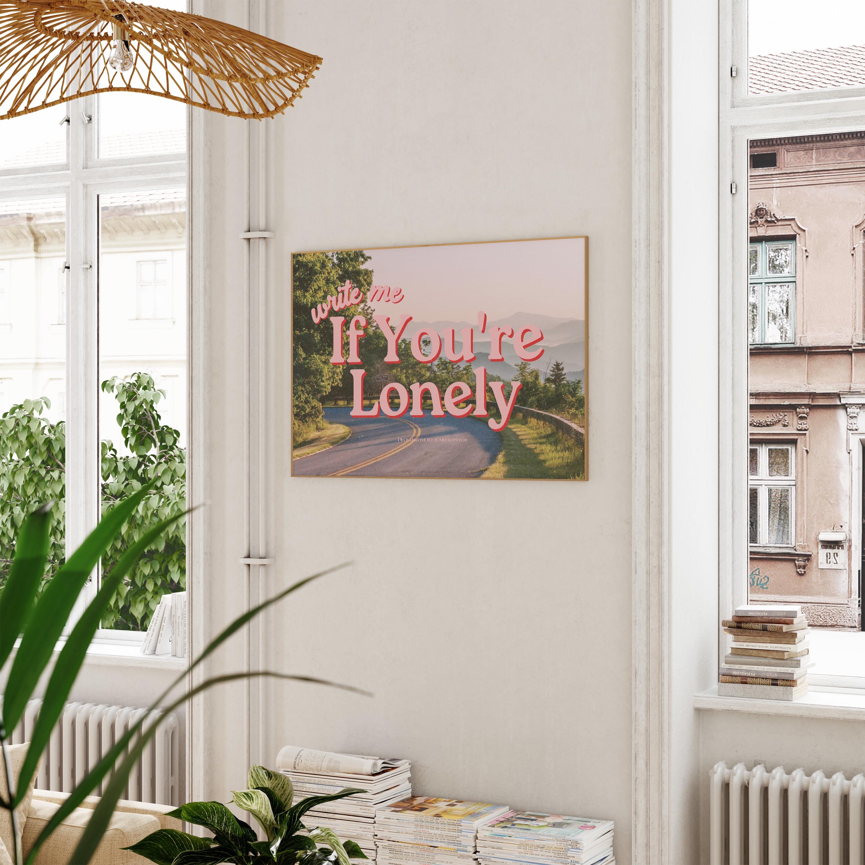 Grainy Retro Print,Digital Pink Art Prints,Retro Photograph Prints,Retro Art Print,Preppy Art,Trendy Art Print, write me if you&#39;re lonely