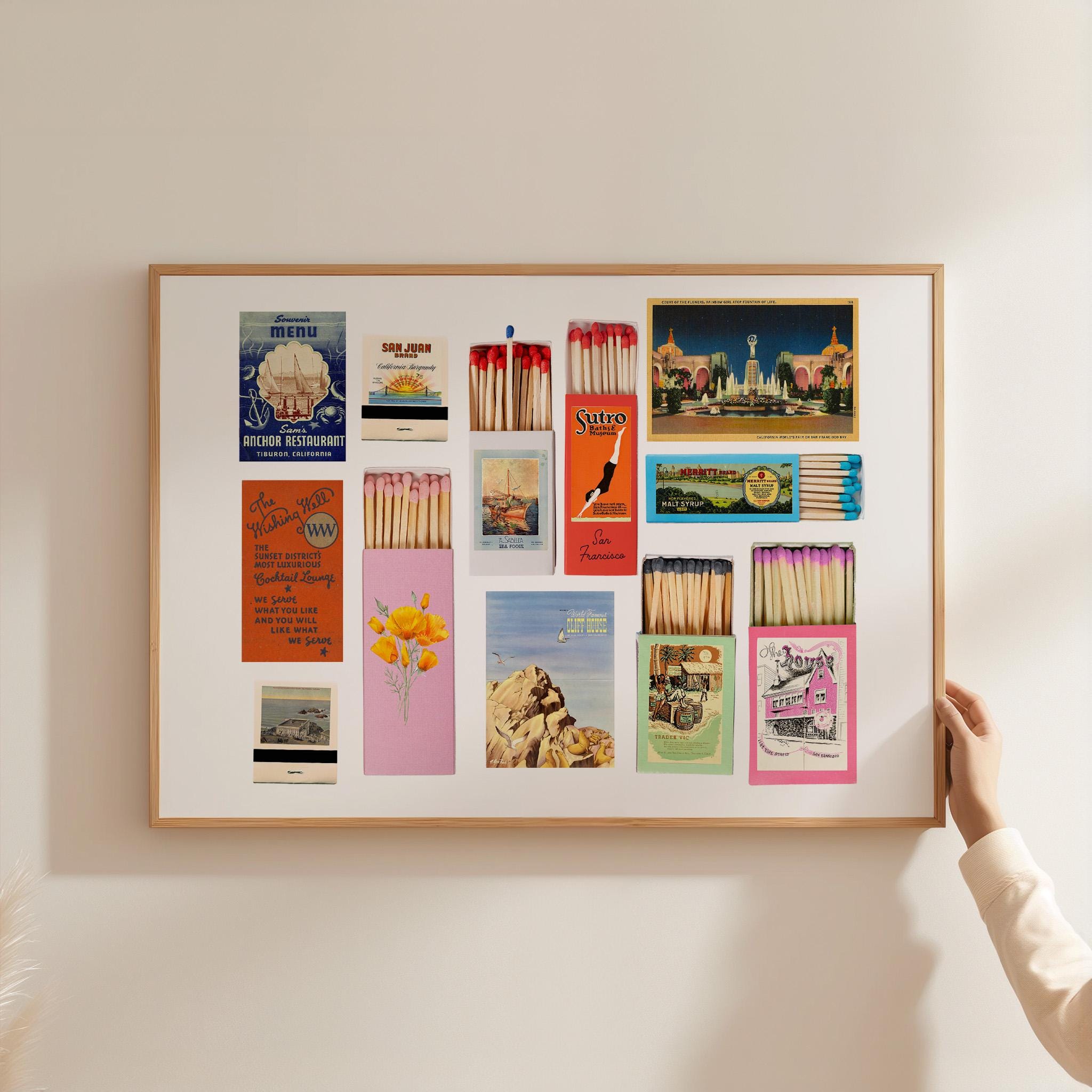 Vintage Matchbox Print, Trendy Matches Poster, Retro Matchbook Wall Art, San Francisco Matchbook, Instant Digital Download, SF Art Print