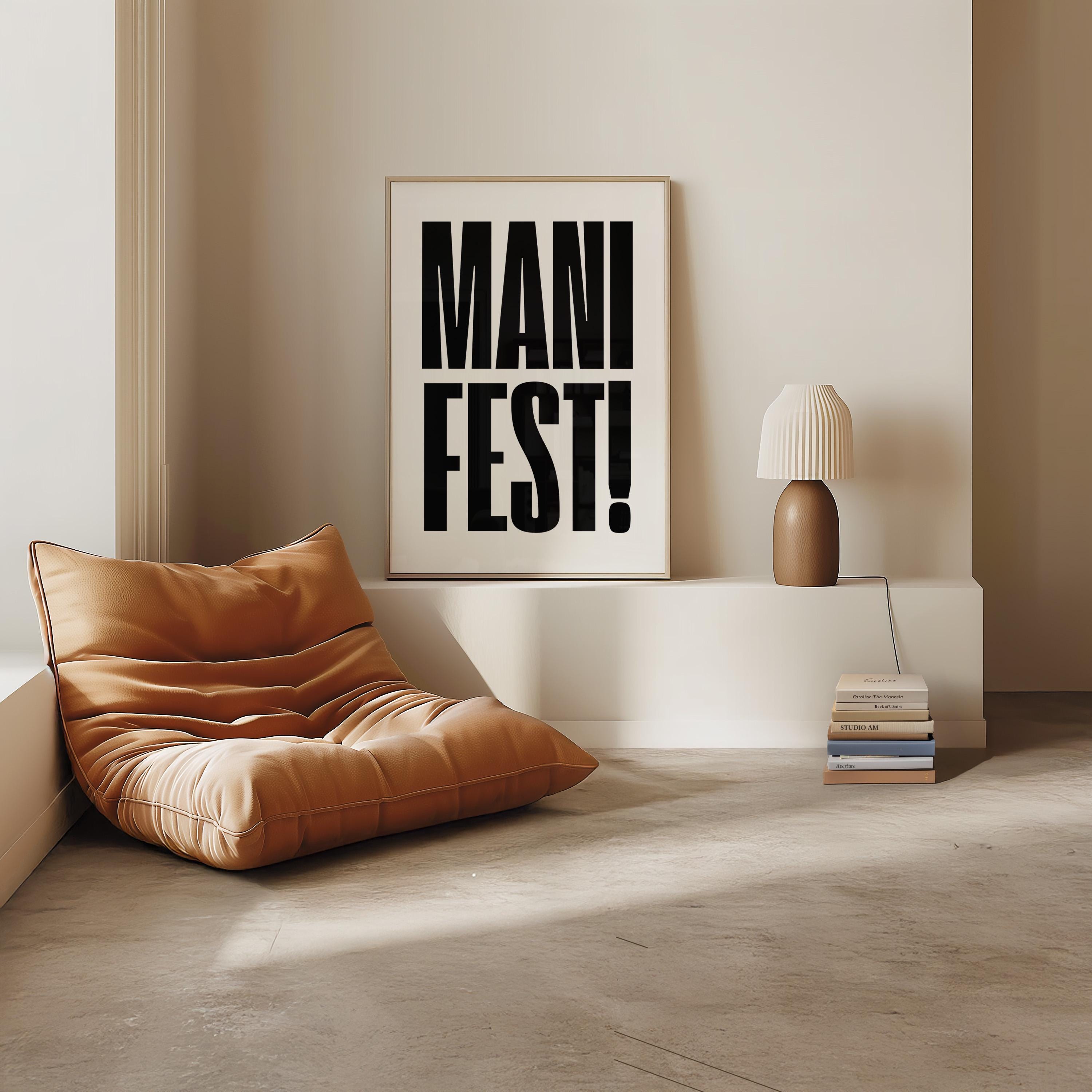 Manifest Art Print, Manifesting Posters, Inspirational Quote, Digital Download Print, Retro Wall Decor, Y2K Aesthetic Art, Encouragement Art