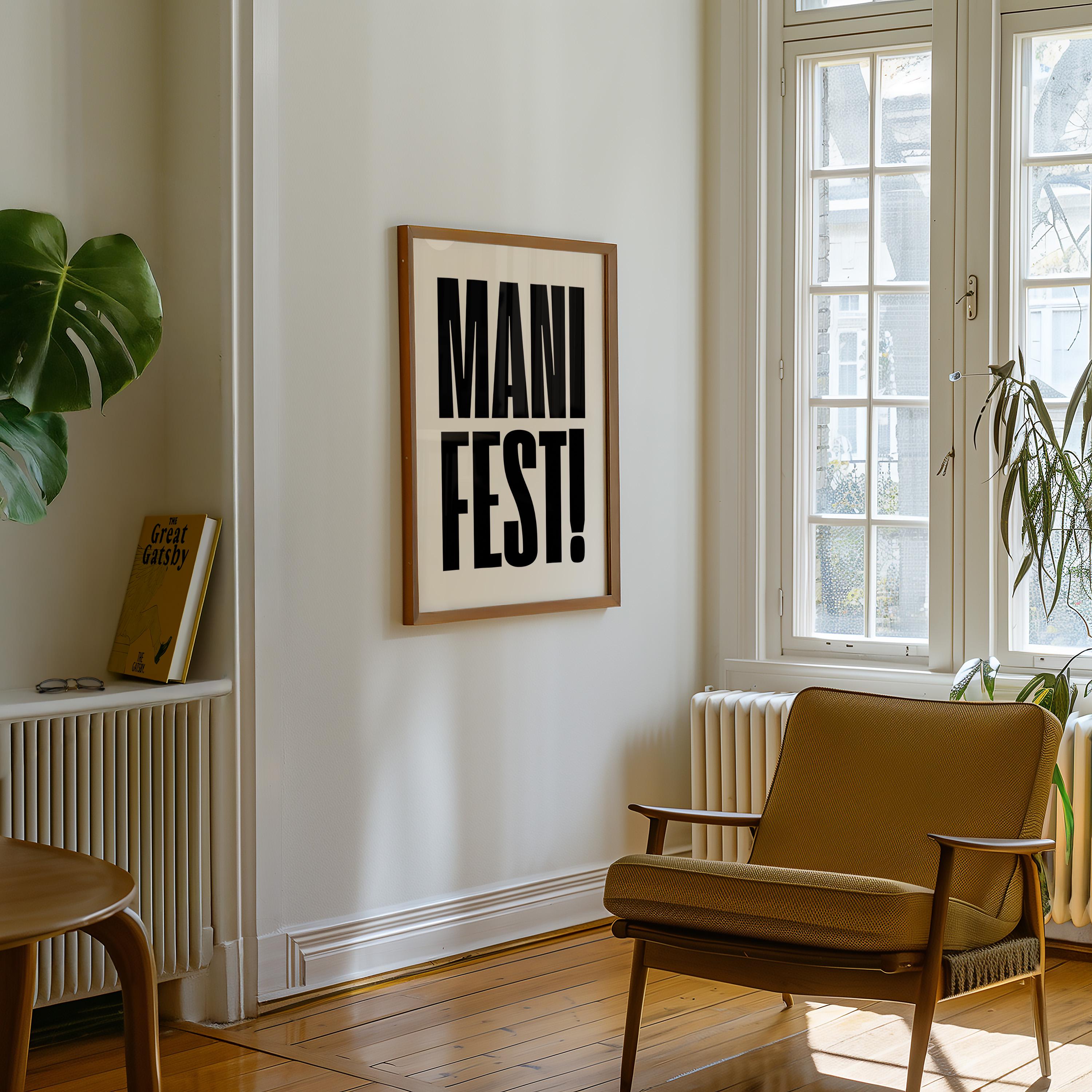 Manifest Art Print, Manifesting Posters, Inspirational Quote, Digital Download Print, Retro Wall Decor, Y2K Aesthetic Art, Encouragement Art