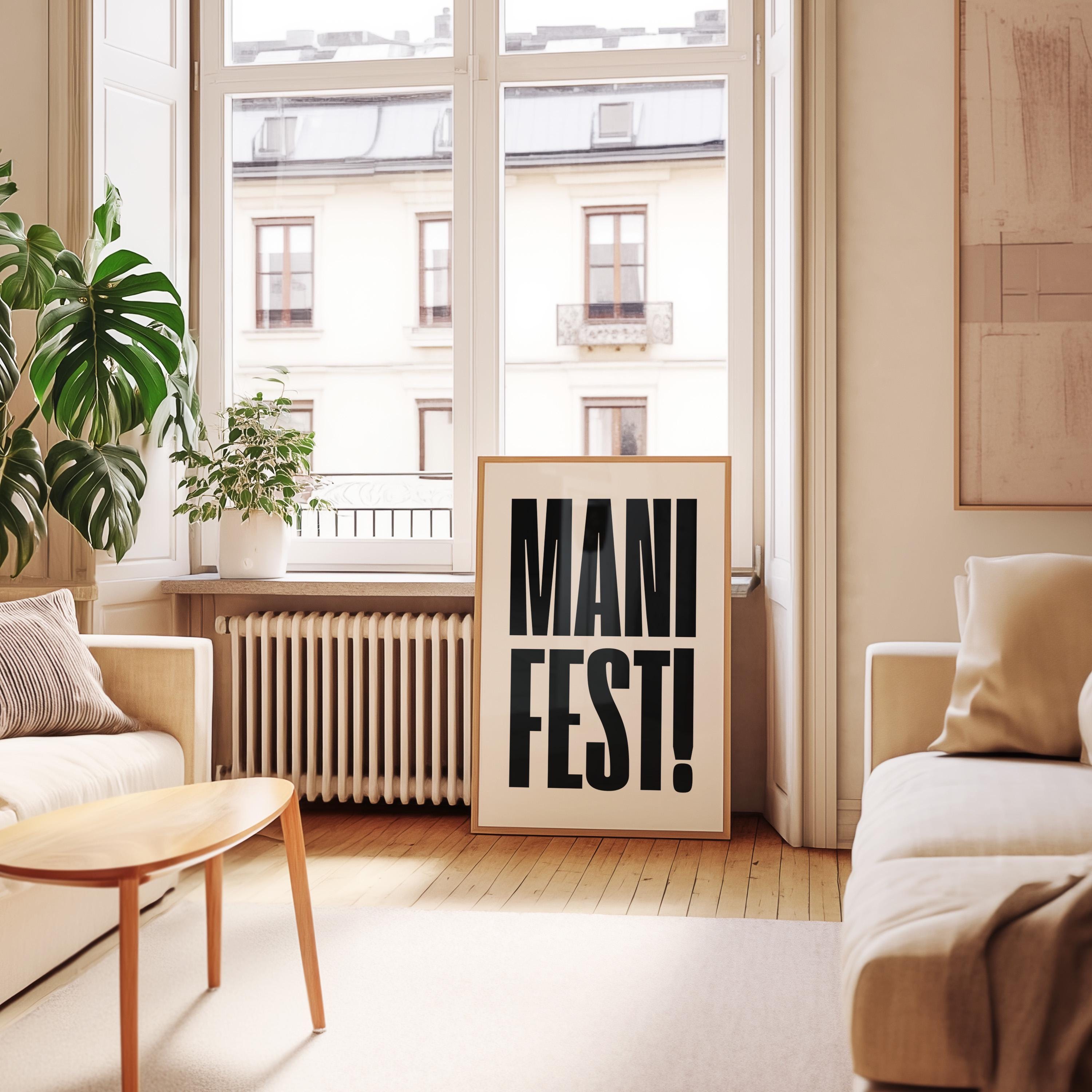 Manifest Art Print, Manifesting Posters, Inspirational Quote, Digital Download Print, Retro Wall Decor, Y2K Aesthetic Art, Encouragement Art