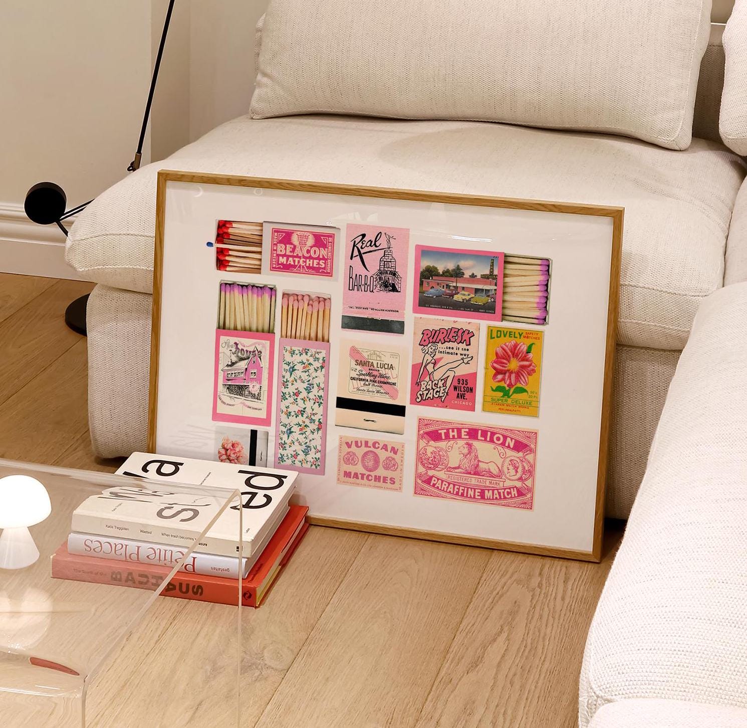 Pink Matchbox Print, Trendy Matches Poster, Retro Matchbook Wall Art, Bar Cart Aesthetic Print for Apartment, Instant Digital Download