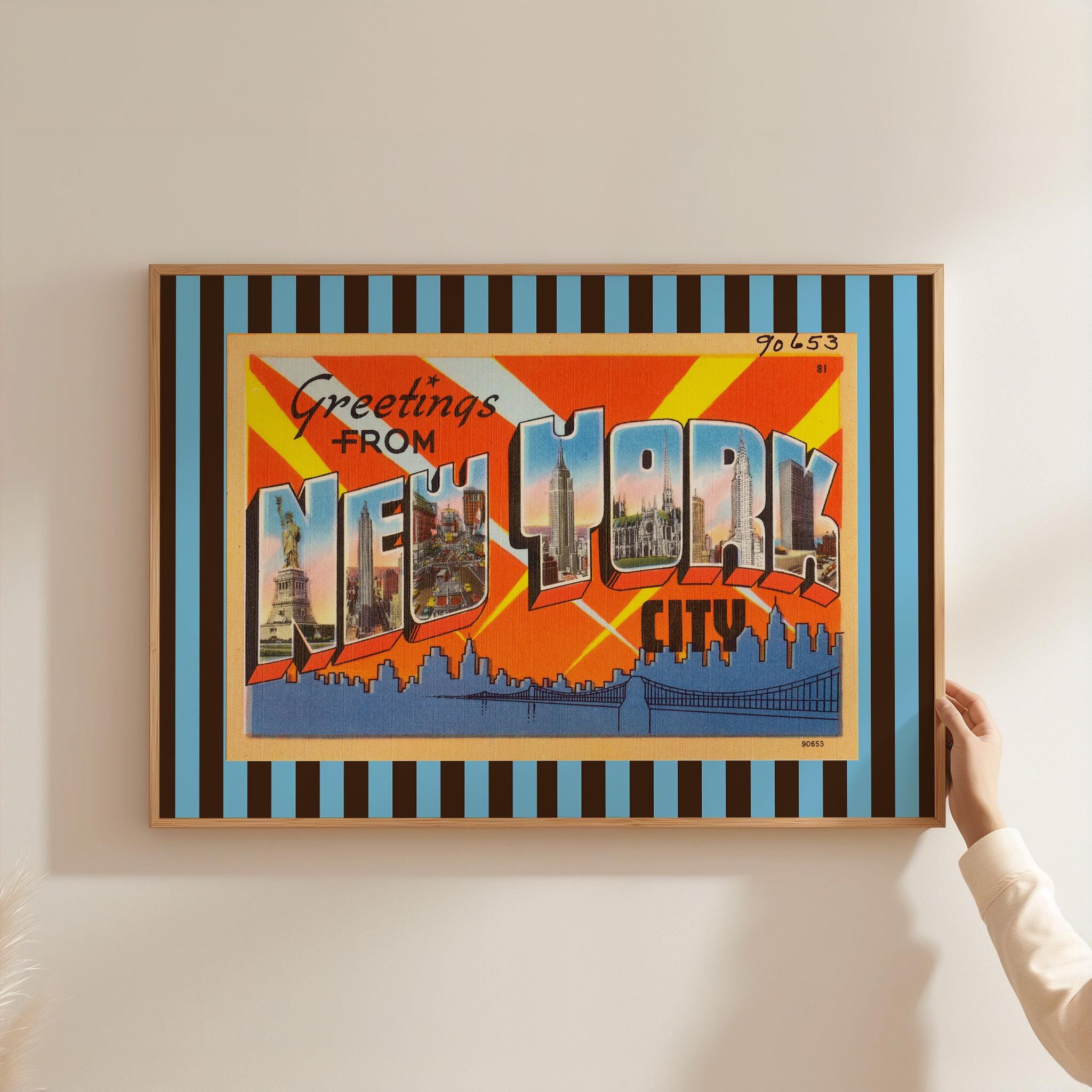 New York Art, New York postcard, NYC Posters, NYC art print, gs print shoppe, greetings from nyc, new york city decor, vintage postcard art