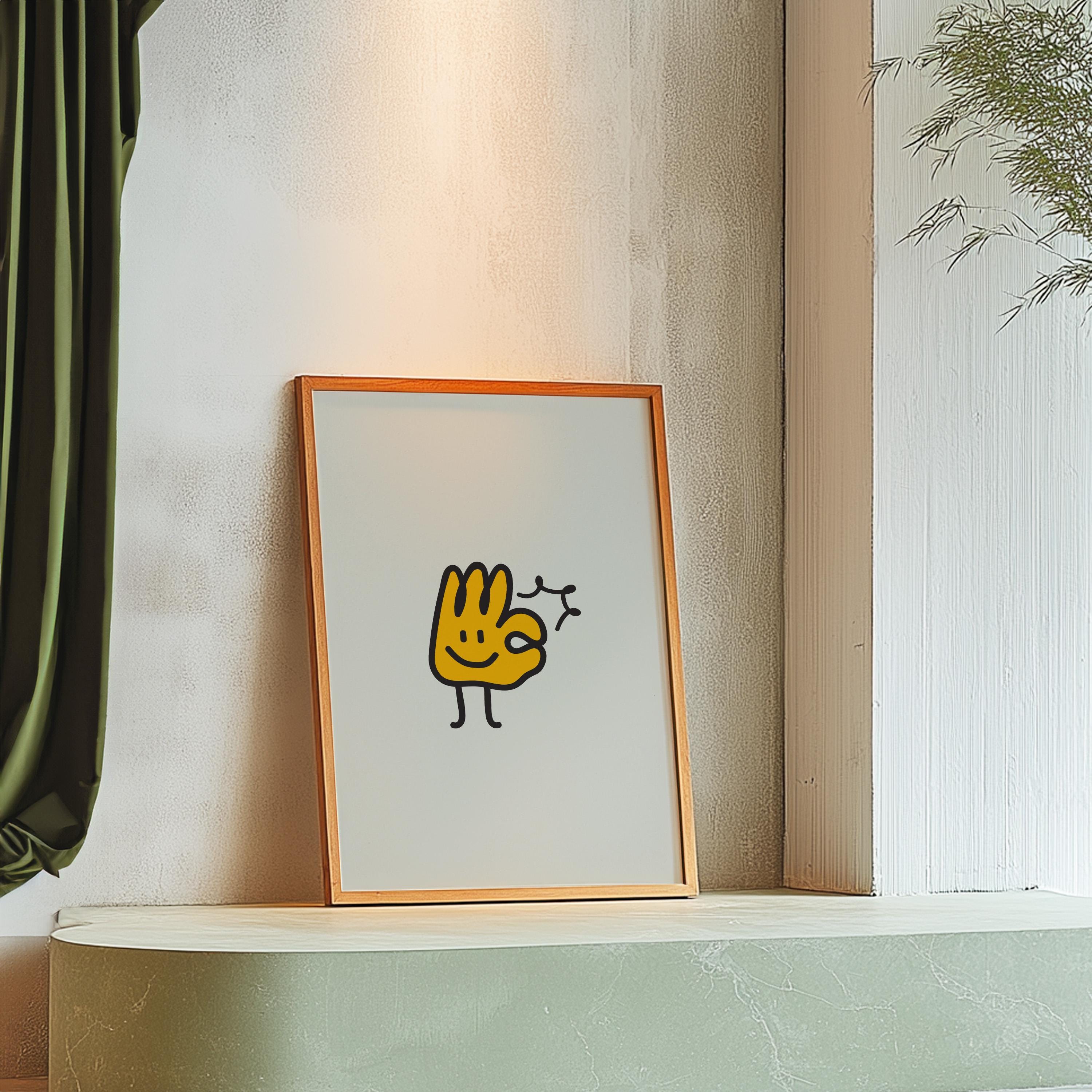 A-Ok, A-Okay, A Okay, Trendy Art Prints, Kids Room Decor, Digital download, Cute Yellow Art Print, Preppy Wall Art, Kid Prints, Minimal Art