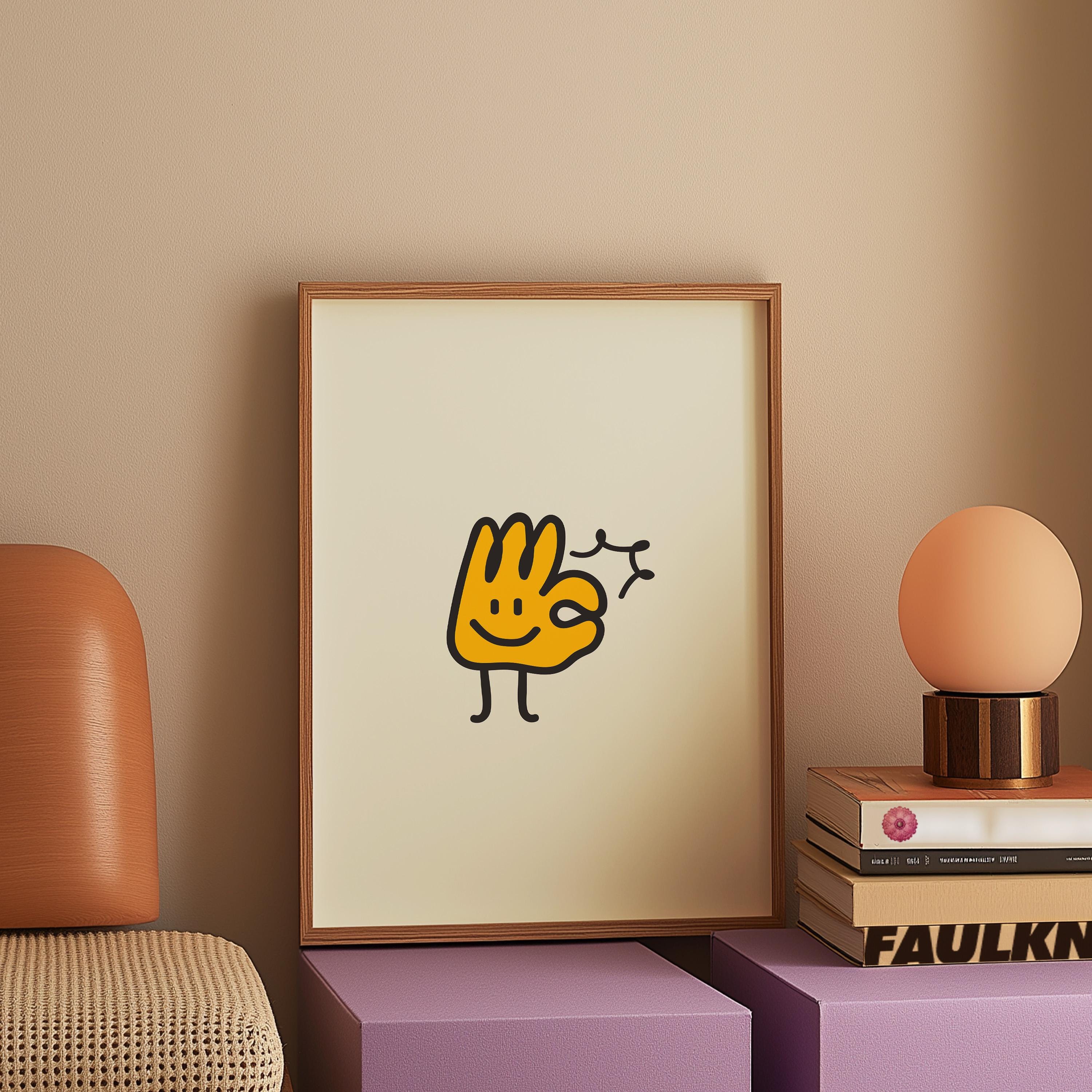 A-Ok, A-Okay, A Okay, Trendy Art Prints, Kids Room Decor, Digital download, Cute Yellow Art Print, Preppy Wall Art, Kid Prints, Minimal Art