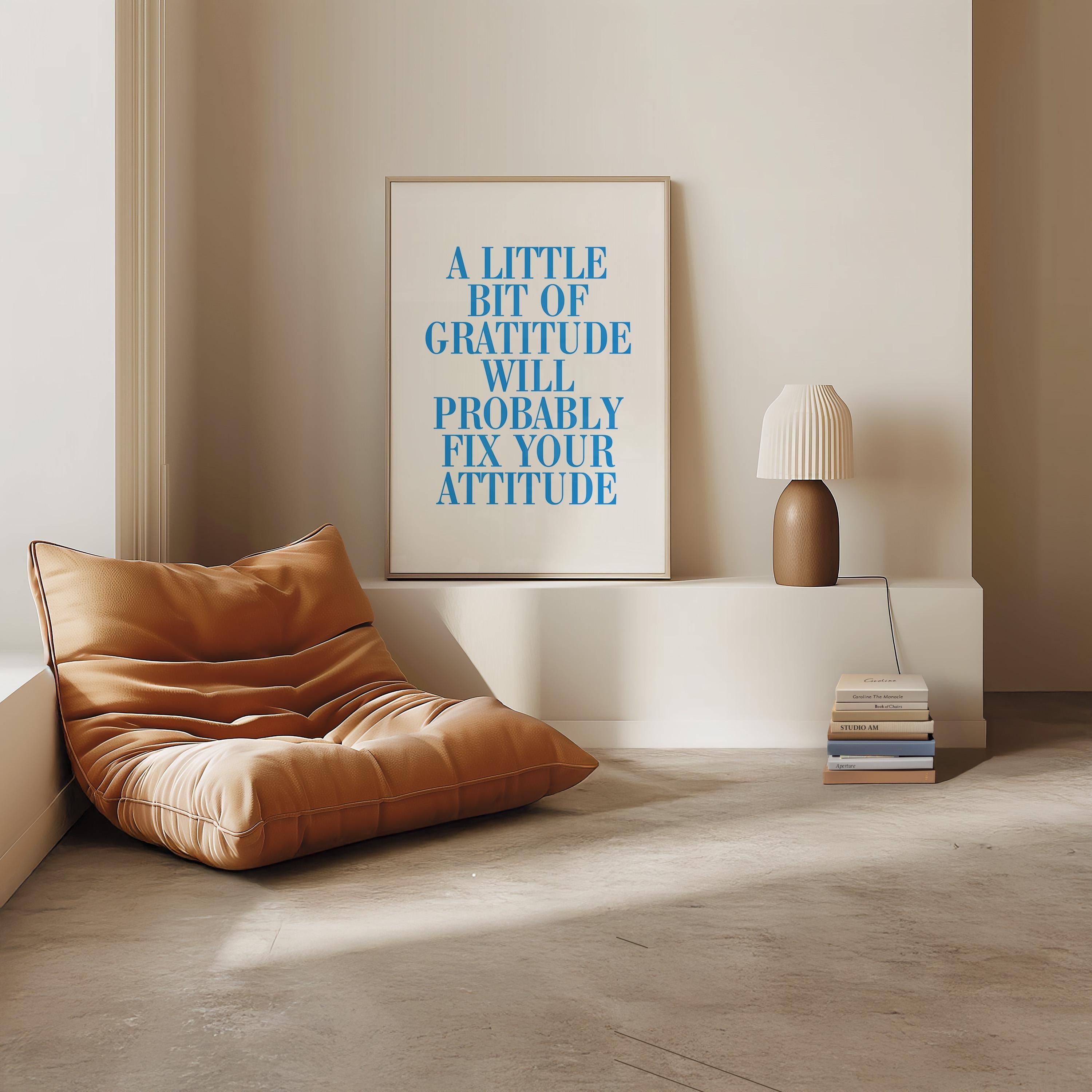 Quote Wall Posters, Gratitude Wall Art, Empowerment Art, Retro Decor, Quote Art, Large Blue Wall Art, Kids Room Poster, Gratitude Prints