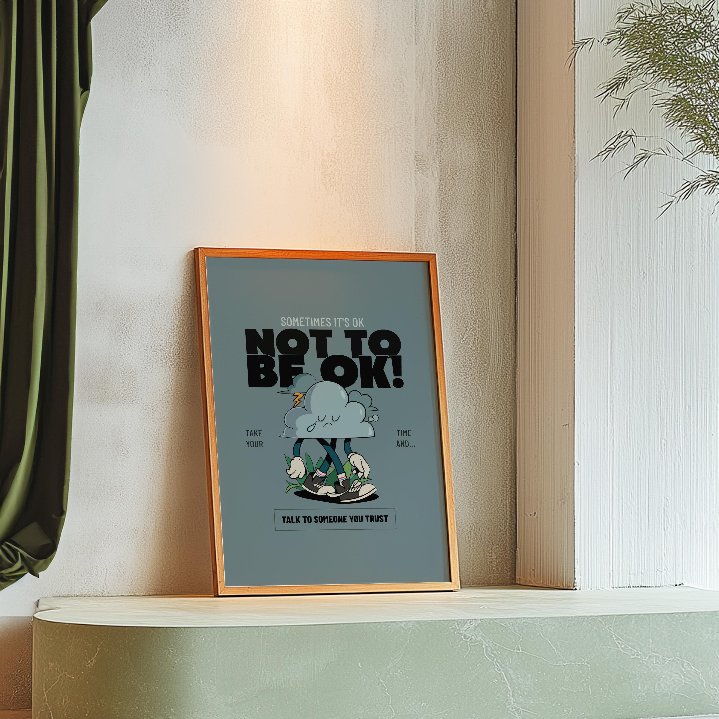 It's Okay to Not Be Okay Cartoon Digital Art Print