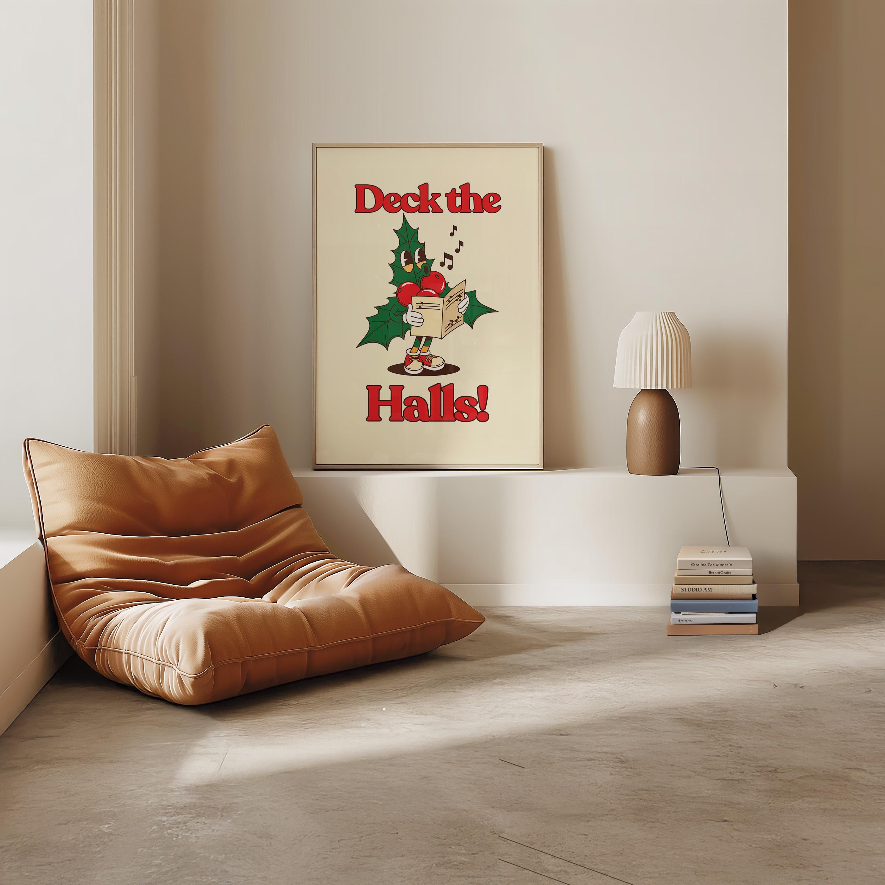 Retro Christmas Print, Ho Ho Ho Printable Art, Aesthetic Christmas Sign, Holiday Decor, Red & Green Xmas Art, Trendy Wall Art for Christmas