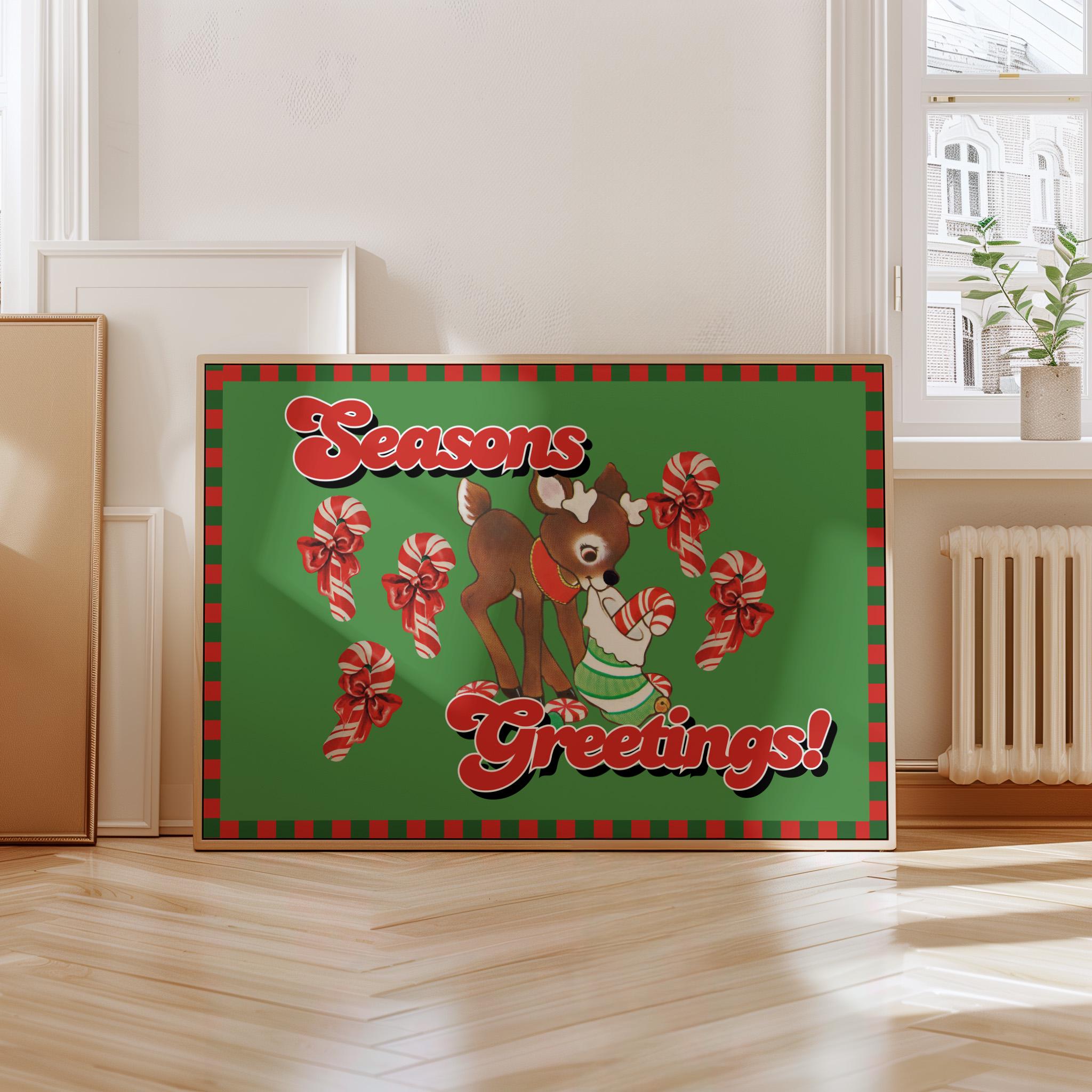 Retro Christmas, Christmas Art, Holiday Decor, Digital Download, Party Decor, GS print Shoppe, Holiday prints, seasons greetings