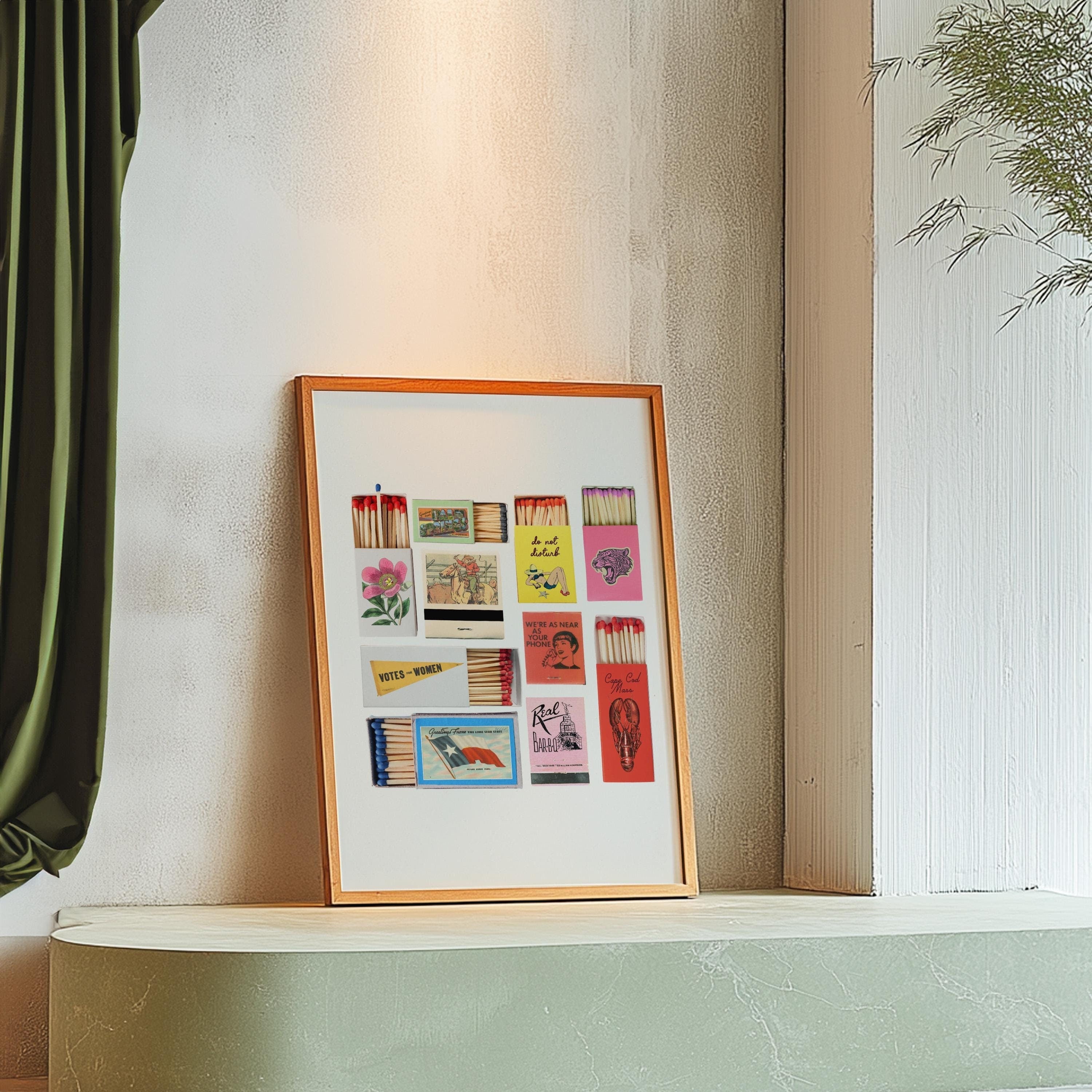 Pink Matchbox Print, Trendy Matches Poster, Retro Matchbook Wall Art, Bar Cart Aesthetic Print for Apartment, Instant Digital Download