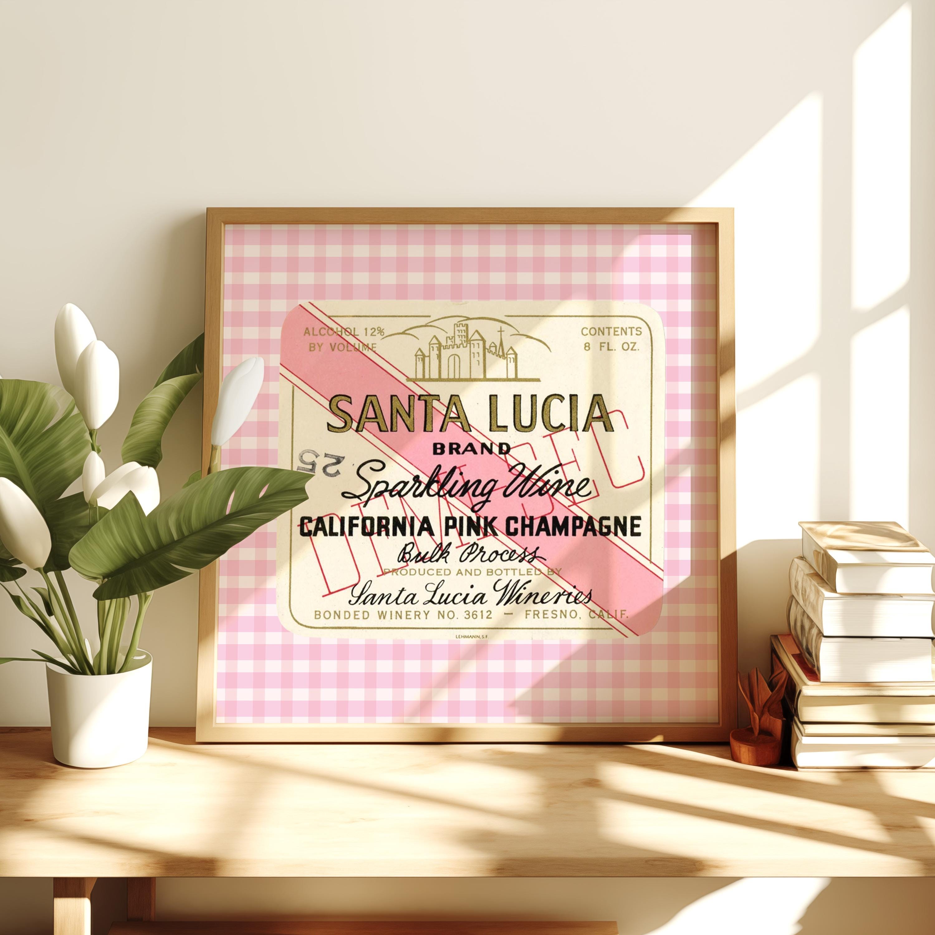 Pink Champagne Label Square Digital Art Print