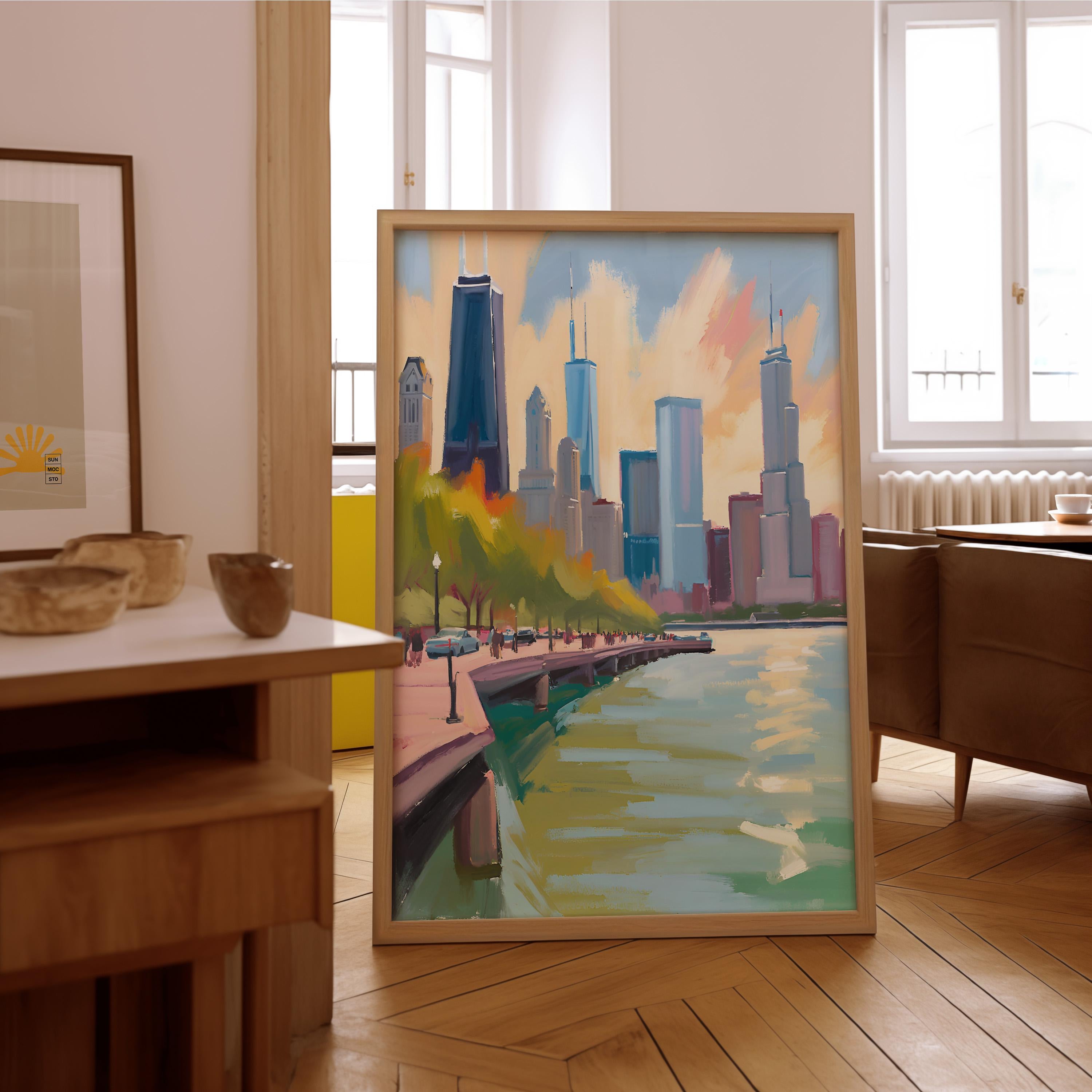 Chicago Art Print, Chicago Art, Chicago Trendy Art, Chicago Poster, Colorful Posters, Digital Download, GS print Shoppe, Chicago Painting