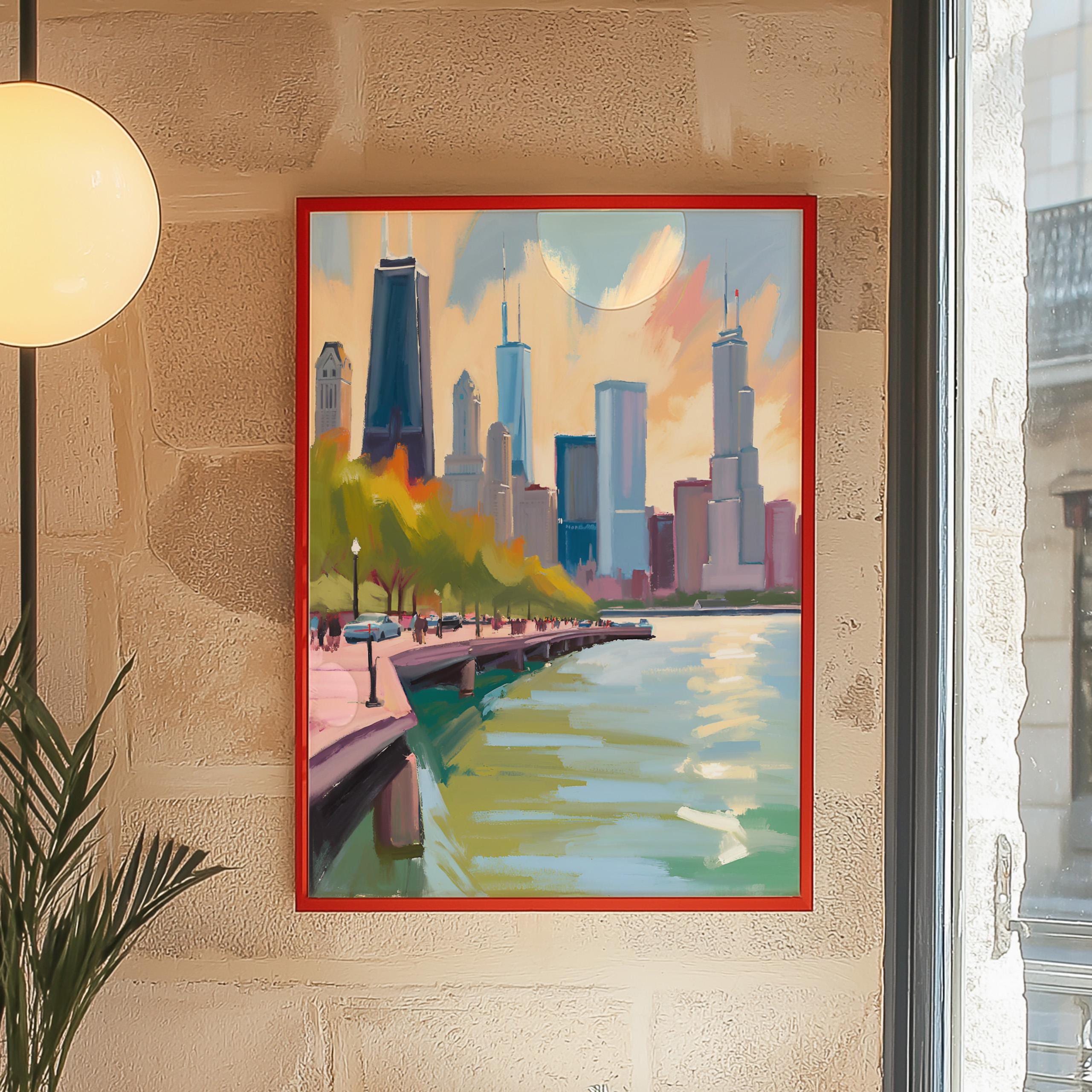 Chicago Art Print, Chicago Art, Chicago Trendy Art, Chicago Poster, Colorful Posters, Digital Download, GS print Shoppe, Chicago Painting