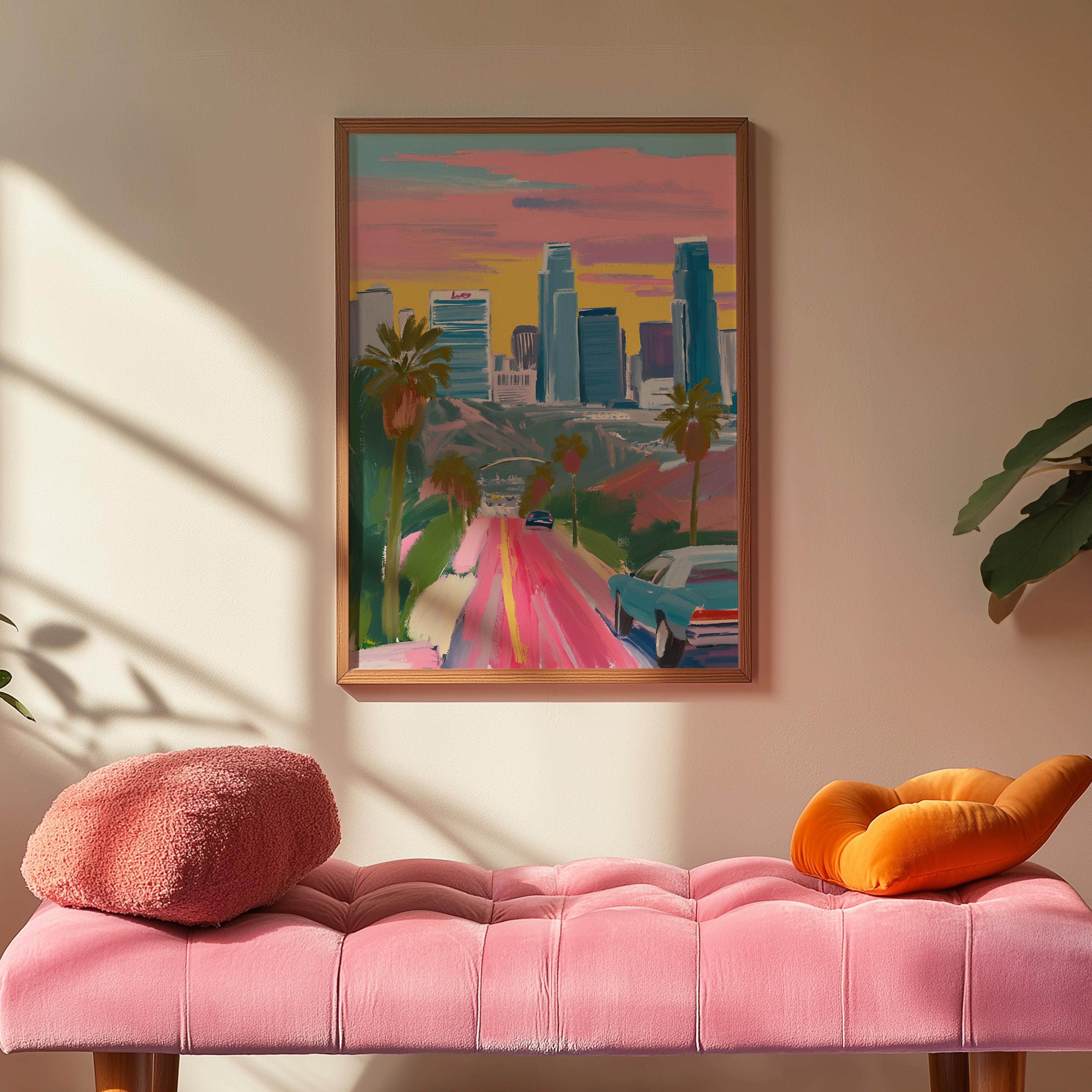 Los Angeles Art Print, LA Art, LA Trendy Art, Los Angeles Poster, Colorful Posters, Digital Download, GS print Shoppe, Los Angeles Painting