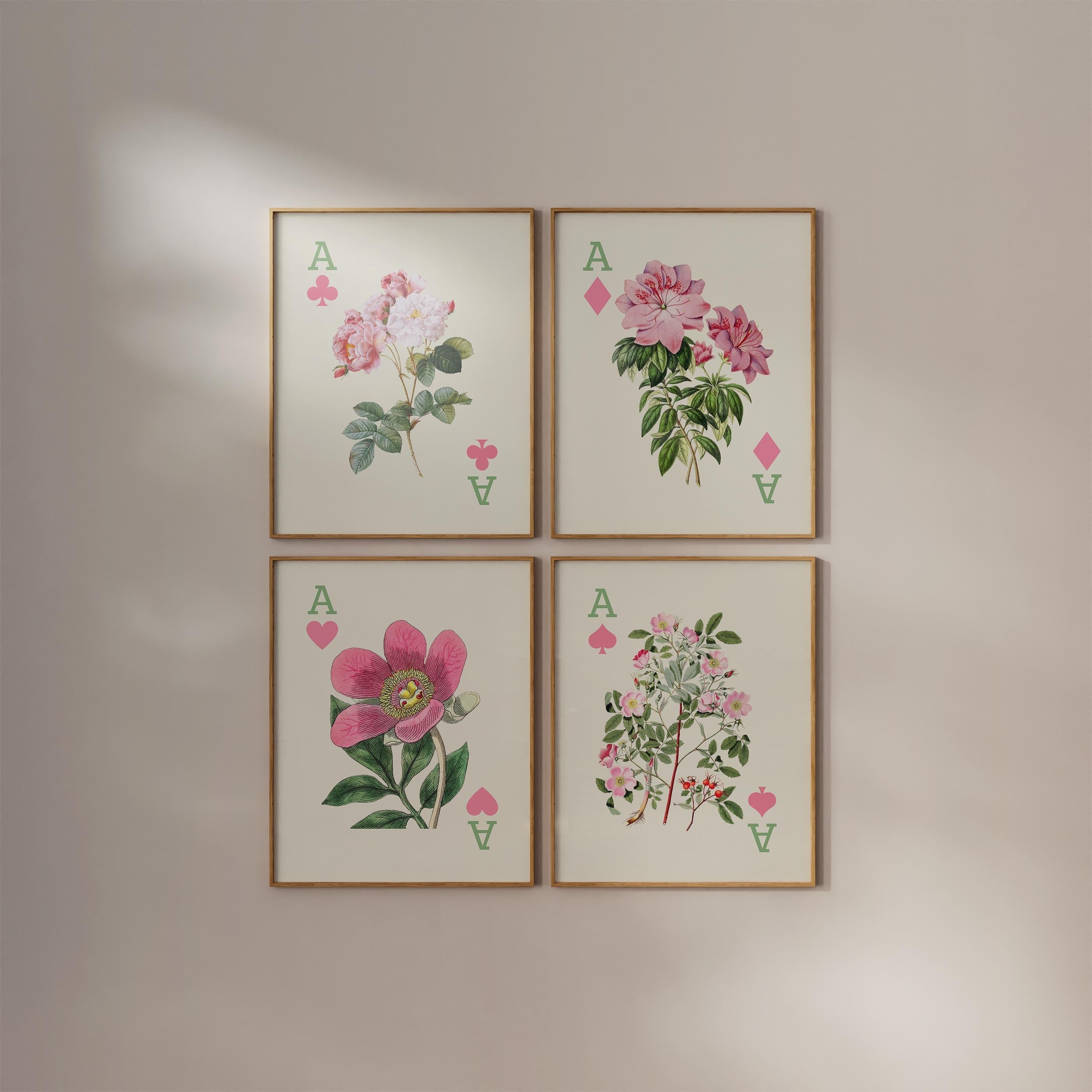 Gallery Wall Set of 4 Floral Digital Art Prints