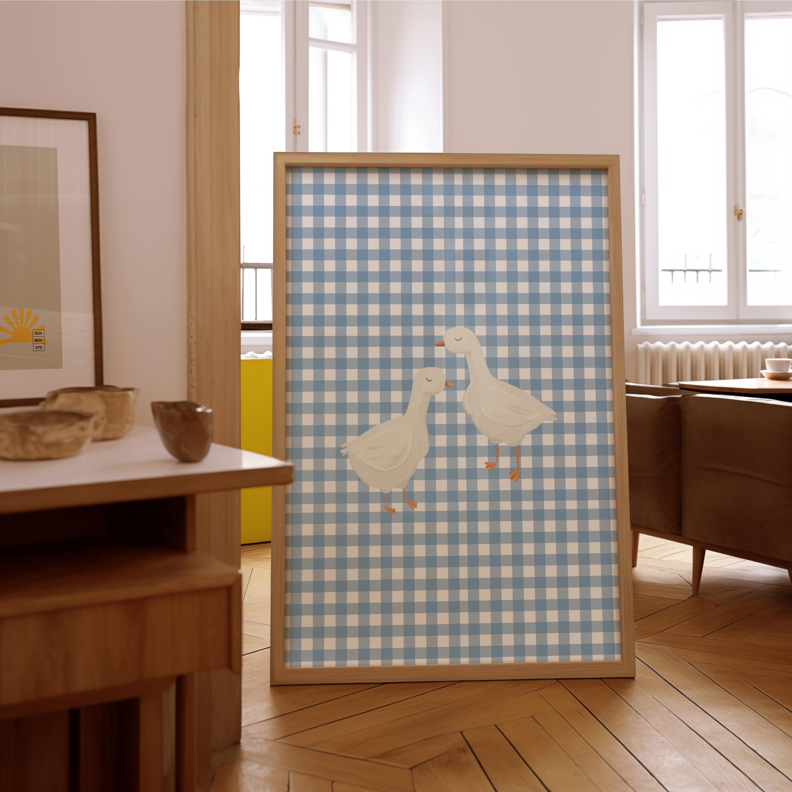 Goose Wall Art, Cute Goose Poster, Blue Nursery Decor, Farm Animal Printable, Blue Coquette Room Decor, Girl&#39;s Room Print, GS Print Shoppe