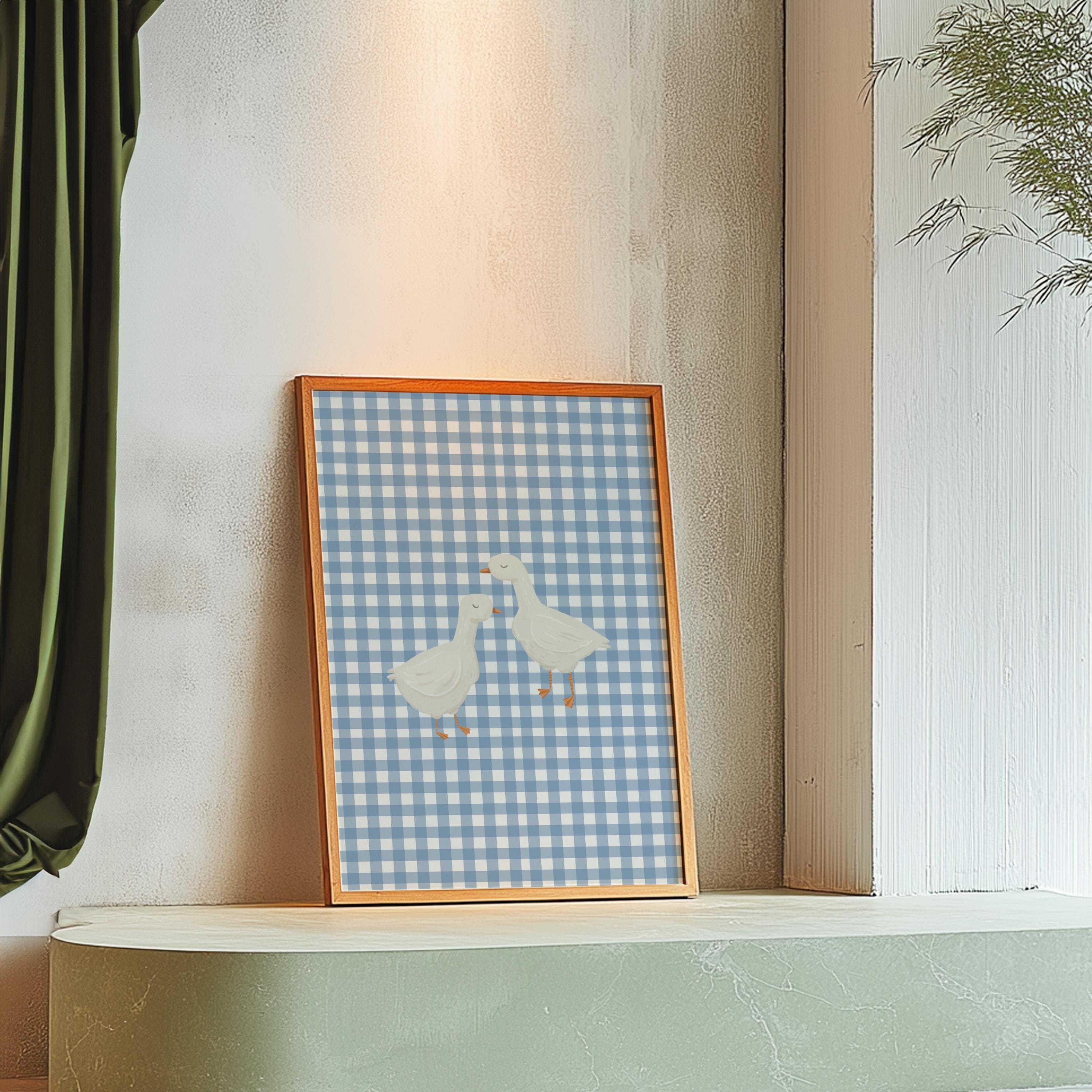 Goose Wall Art, Cute Goose Poster, Blue Nursery Decor, Farm Animal Printable, Blue Coquette Room Decor, Girl&#39;s Room Print, GS Print Shoppe