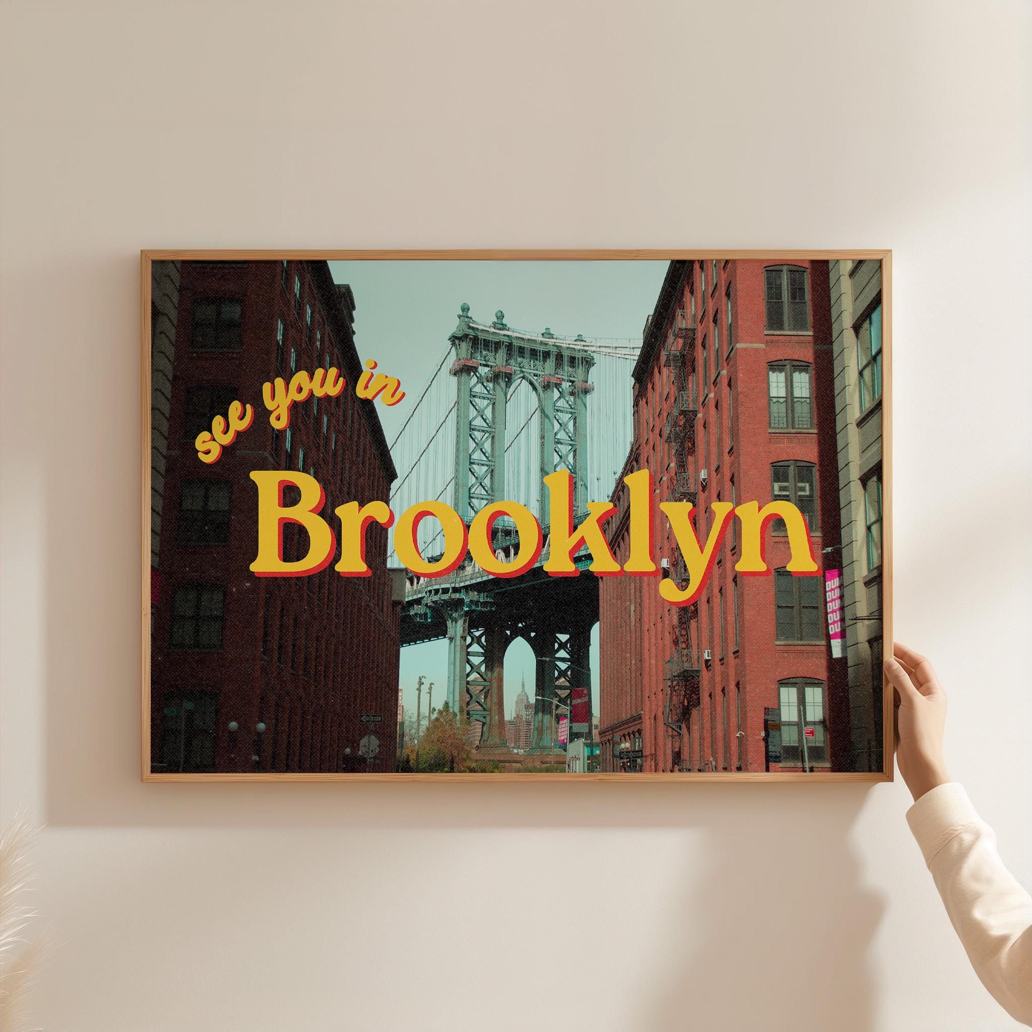 Brooklyn Posters, See you in Brooklyn, Retro Photo Art, Preppy Art, Trendy Art Print, New York Art, GS Print Shoppe, Brooklyn Art Print