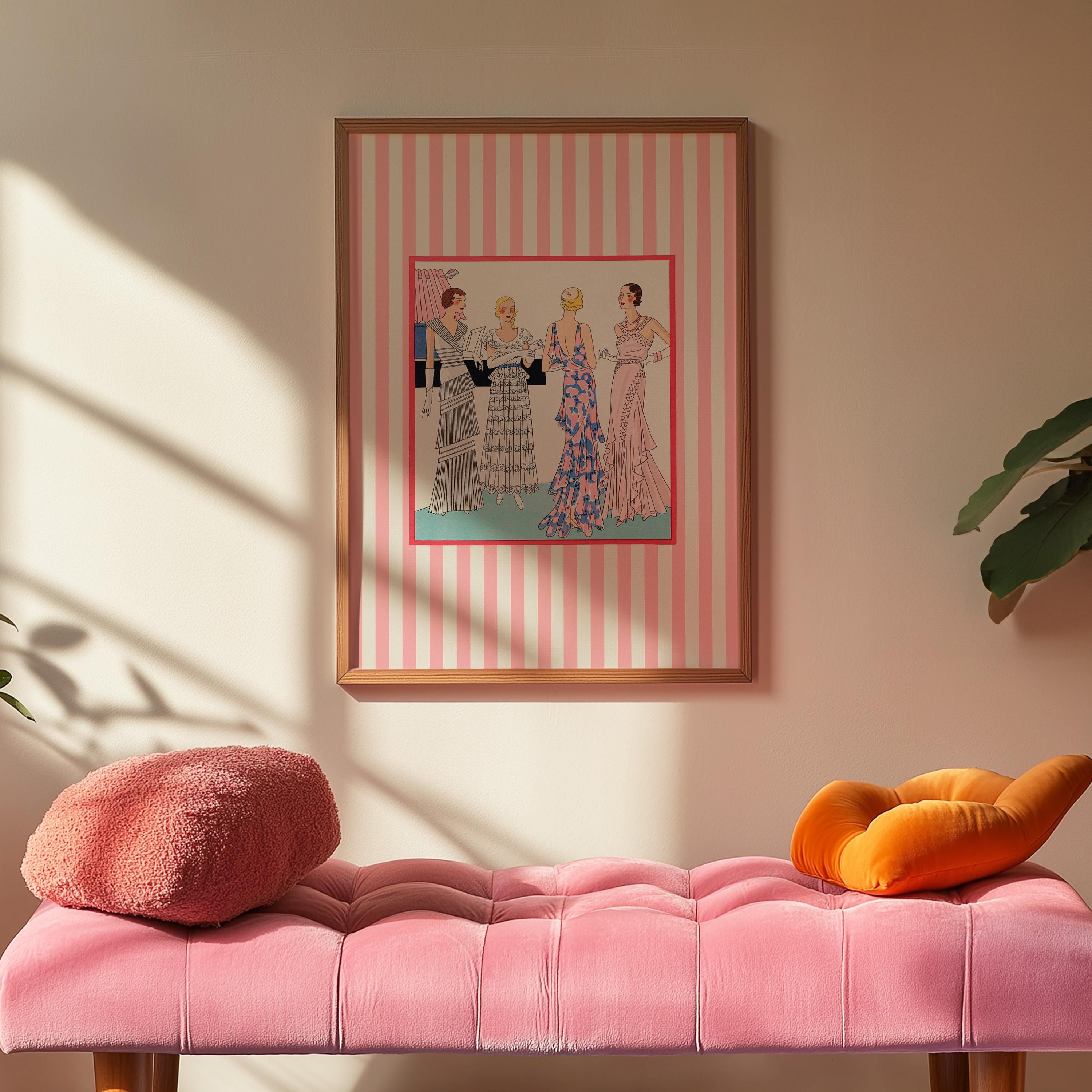 Digital Print Set, Gallery Wall Set, GS Print Shoppe, Fun Striped Wall Art, Digital Art, Set of 3 Art Prints, Pink Art Decor, Butterfly Art