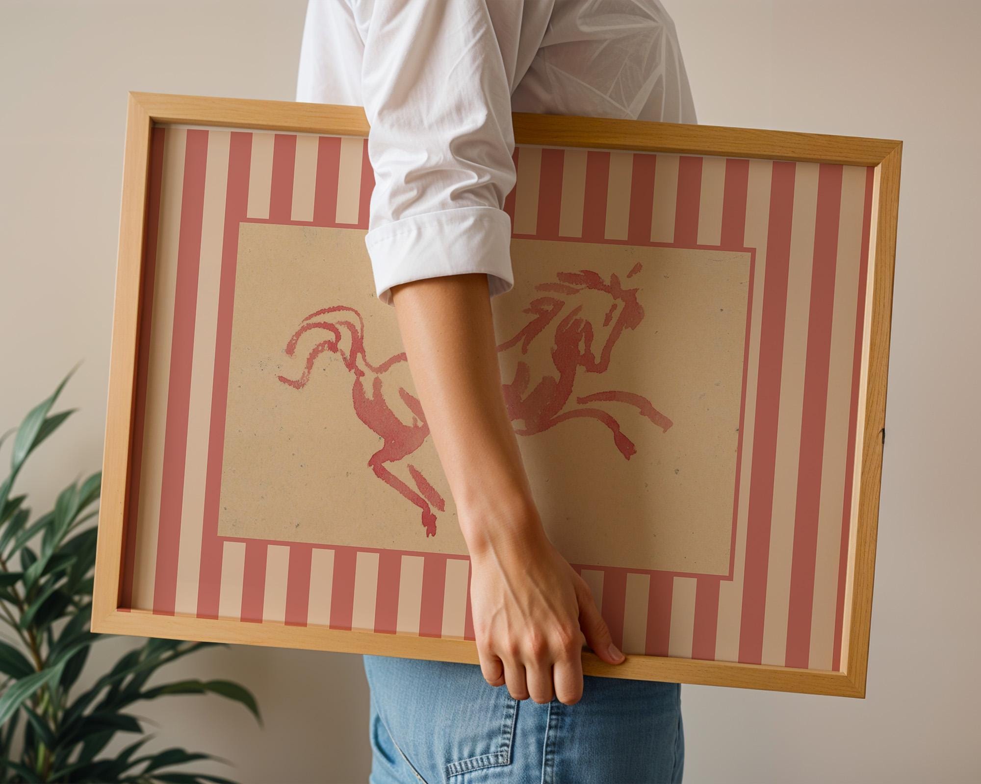 Pink Horse Art, Retro Art, Instant Digital Print, Horse Racing Print, Horses Art Print, Kids Room Posters, GS Print Shoppe, Horse Art Decor