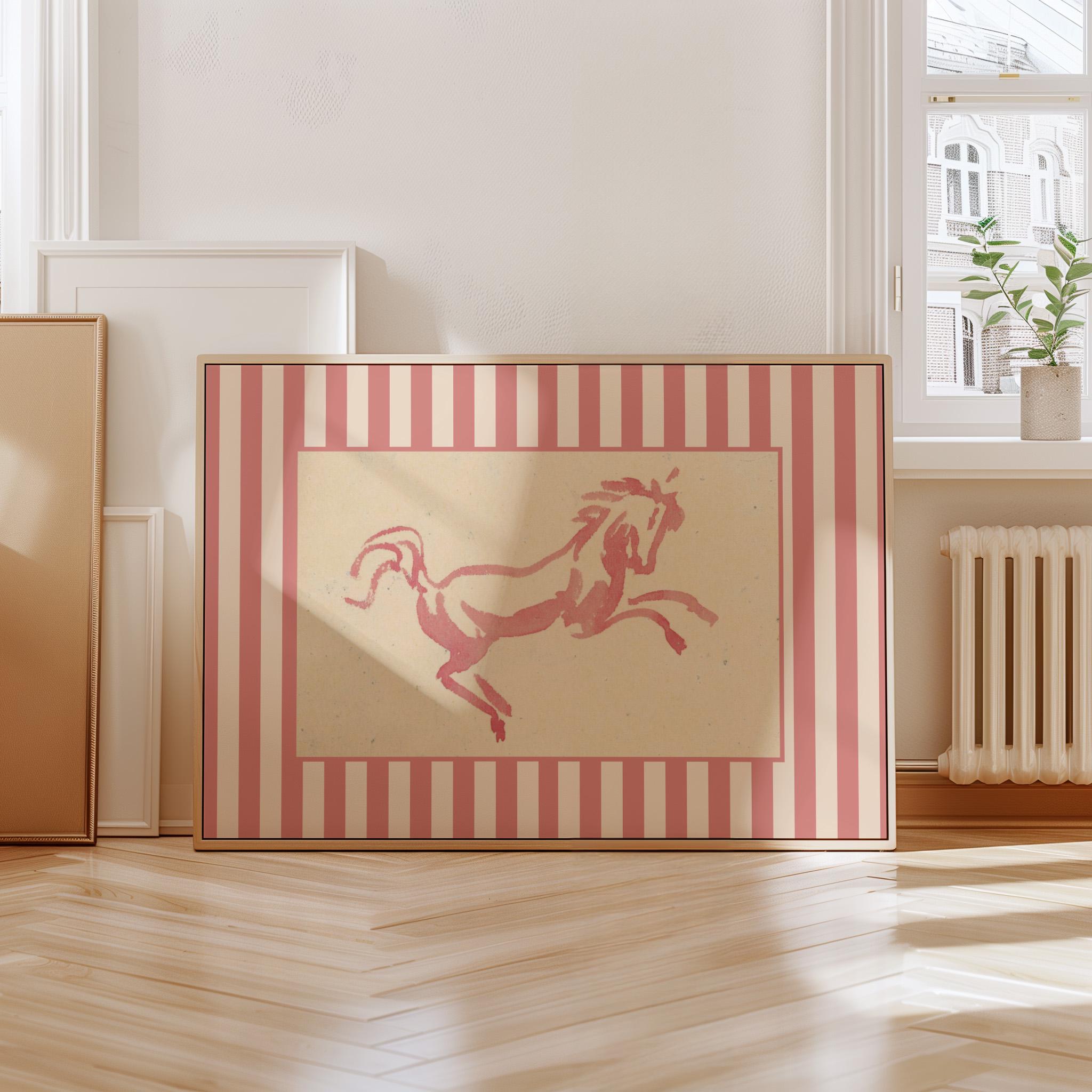 Pink Horse Art, Retro Art, Instant Digital Print, Horse Racing Print, Horses Art Print, Kids Room Posters, GS Print Shoppe, Horse Art Decor