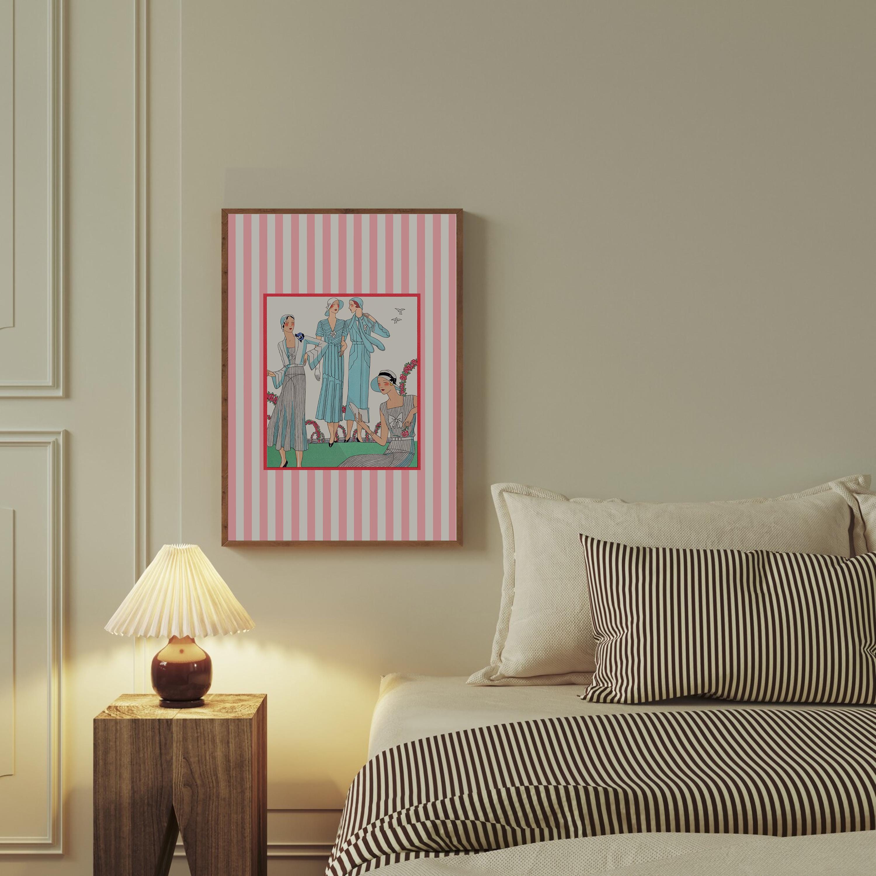 girly wall art, vintage decor, pink illustration art, french art print, bathroom decor, fashion art print, fashion poster, pink art prints