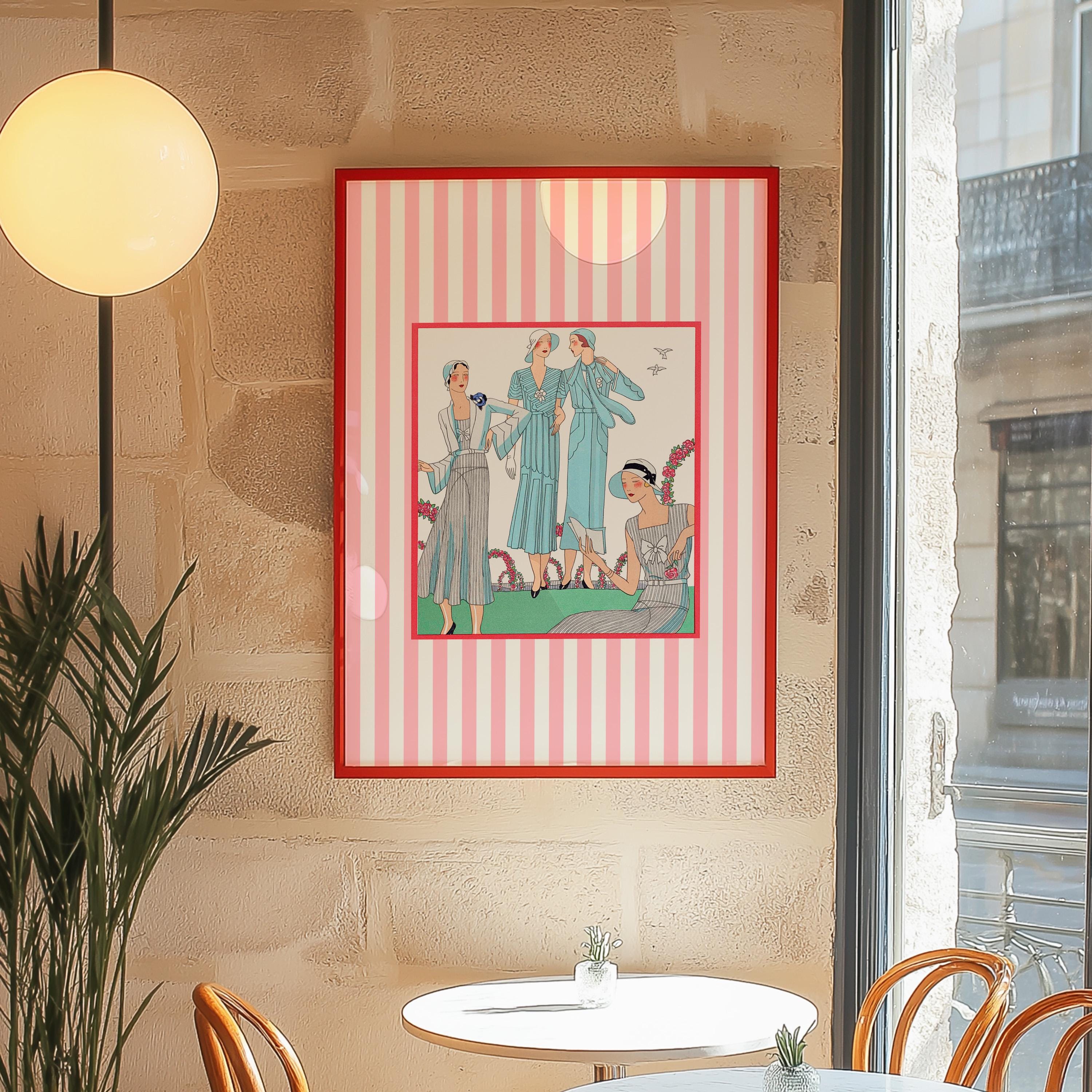 girly wall art, vintage decor, pink illustration art, french art print, bathroom decor, fashion art print, fashion poster, pink art prints