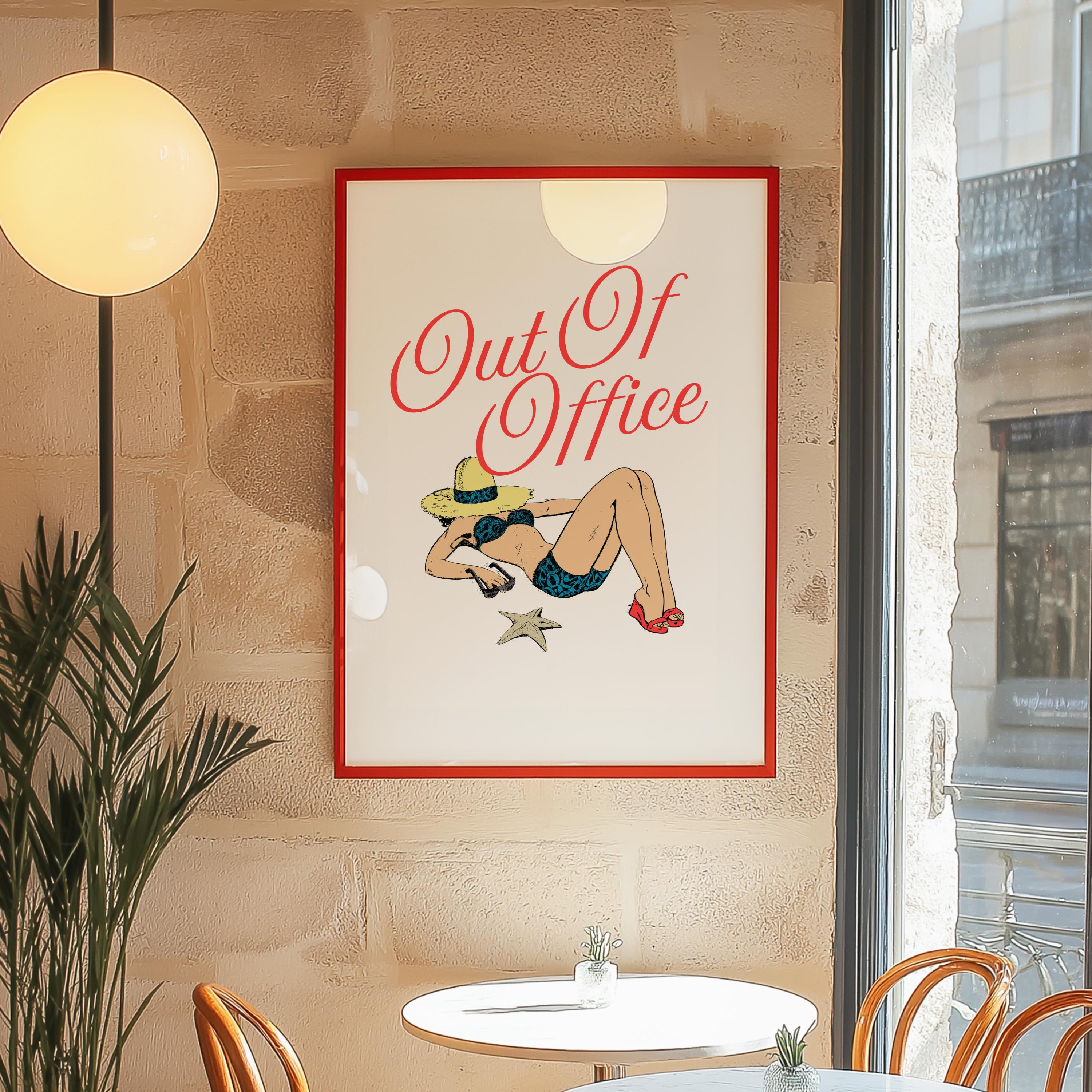 Out of Office, Vintage Art print, Retro Ad, Maximalism Decor, Trendy Posters, Girly Prints, Quirky Art Print, Sassy Poster, GS Print Shoppe