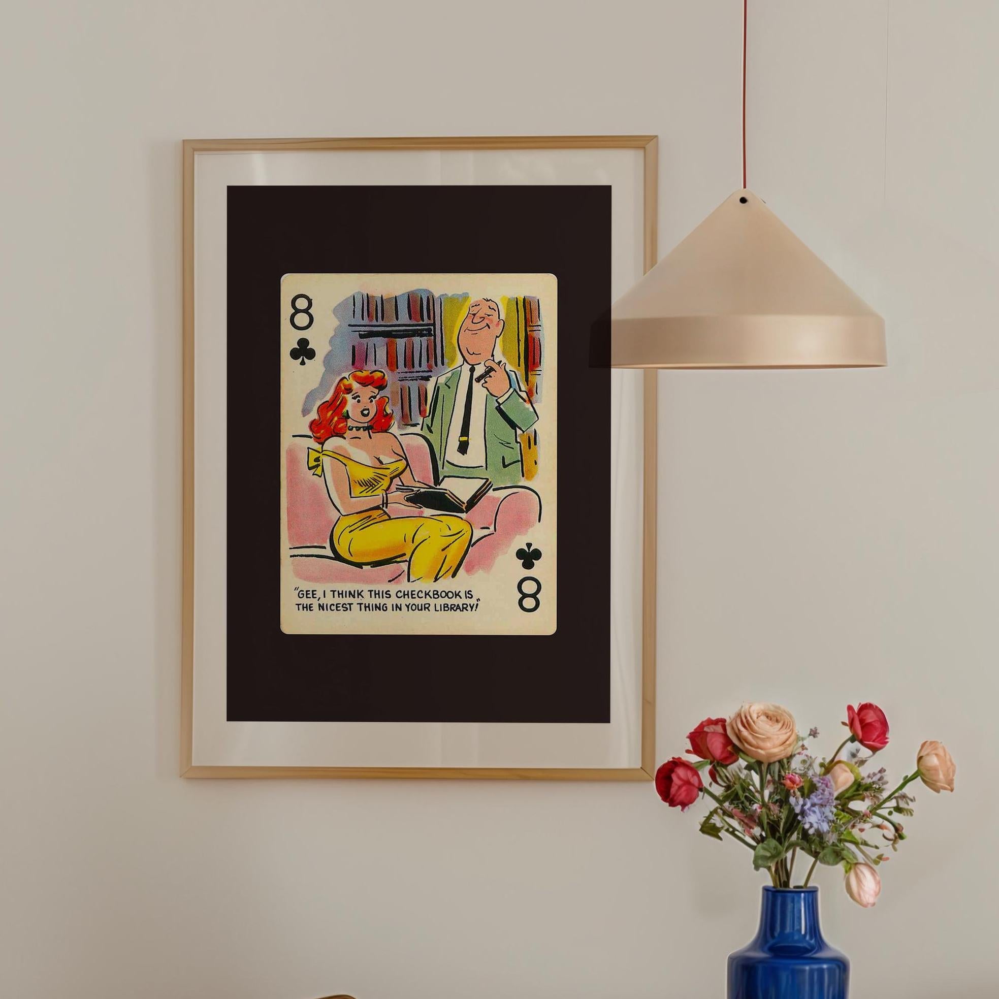 Comic Wall Art, Funny Wall Art, Playing Card Print, Feminist Art, Retro Art Print, Vintage Playing Card, Girly Cartoon Art, Apartment Art