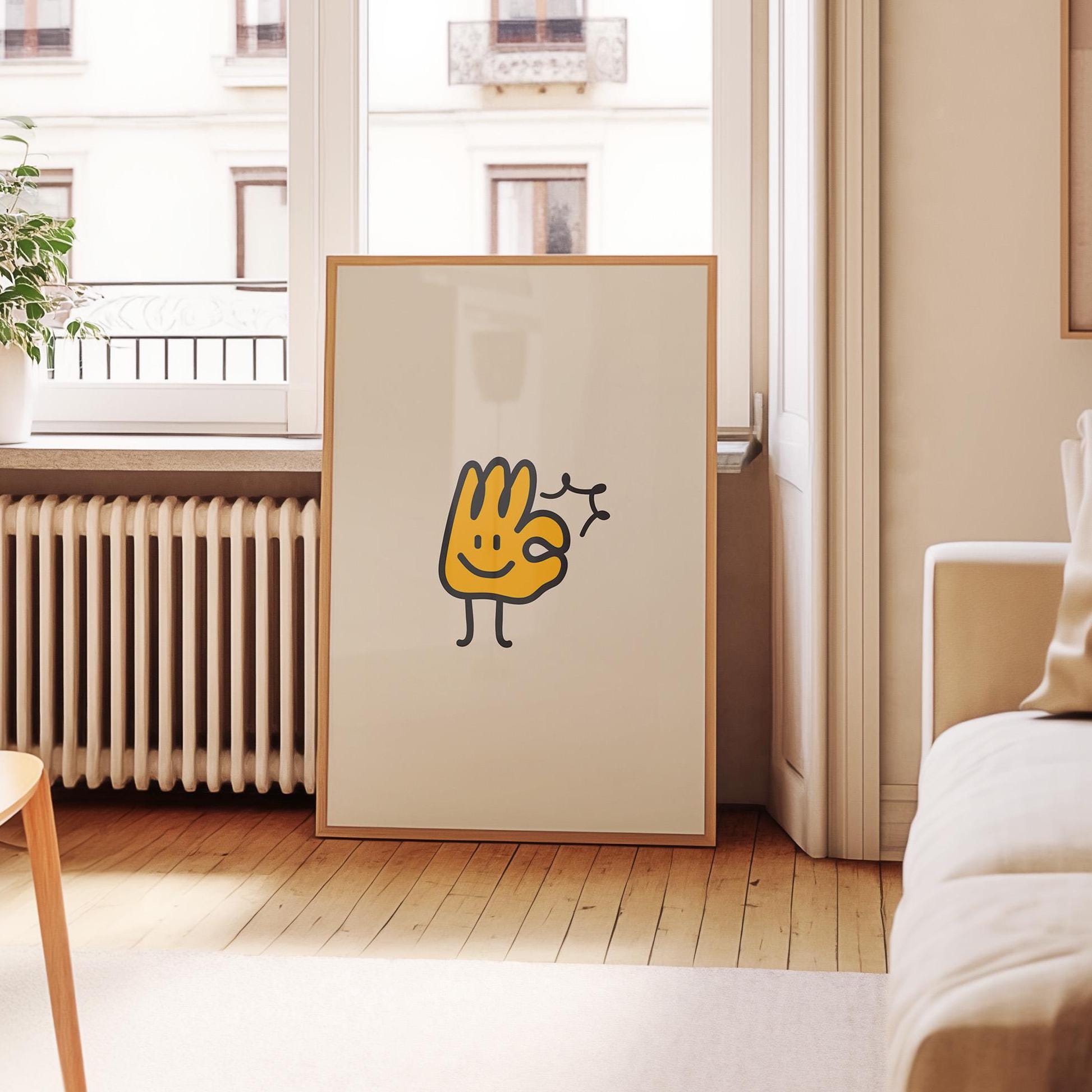 A-Ok, A-Okay, A Okay, Trendy Art Prints, Kids Room Decor, Digital download, Cute Yellow Art Print, Preppy Wall Art, Kid Prints, Minimal Art