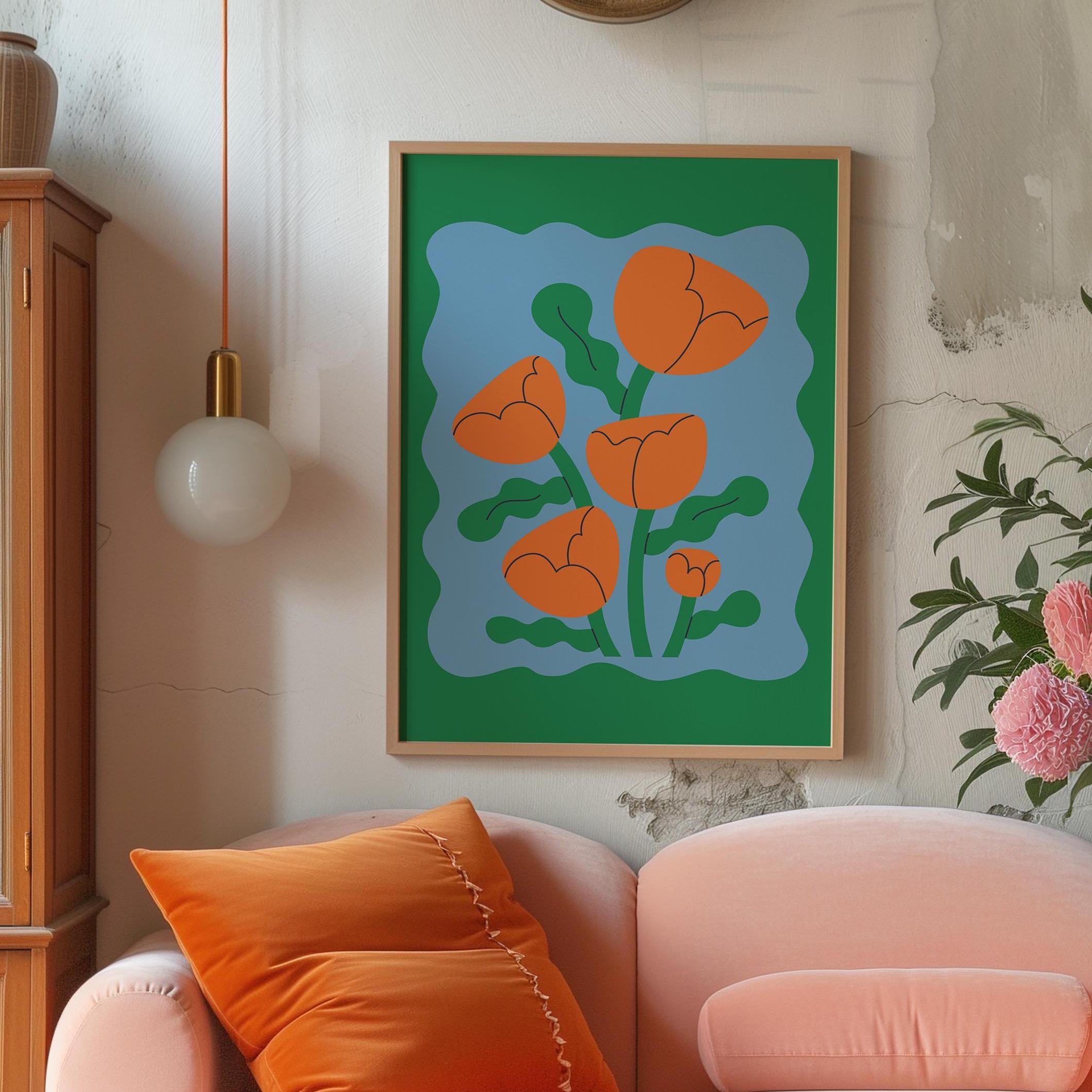Poppy Botanical, Digital Download, Dopamine Decor, Instant Digital Download, Poppy Art Print, Digital Prints, Floral Prints, GS Print Shoppe