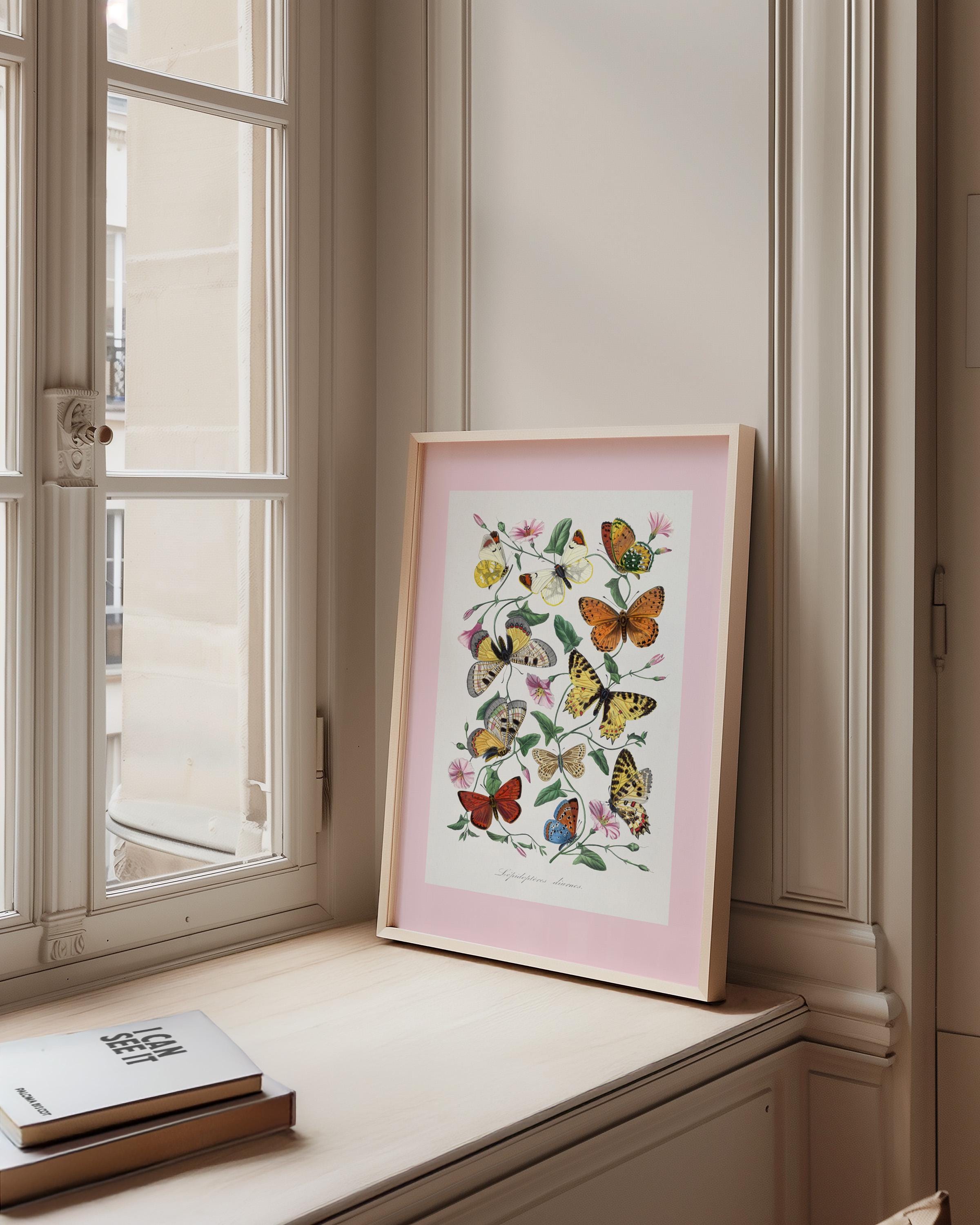 Boho Butterfly Print, Butterfly Wall Art, Antique Butterfly Drawing, Vintage Butterfly Printable, Butterfly Wall Decor, Retro Artwork Print