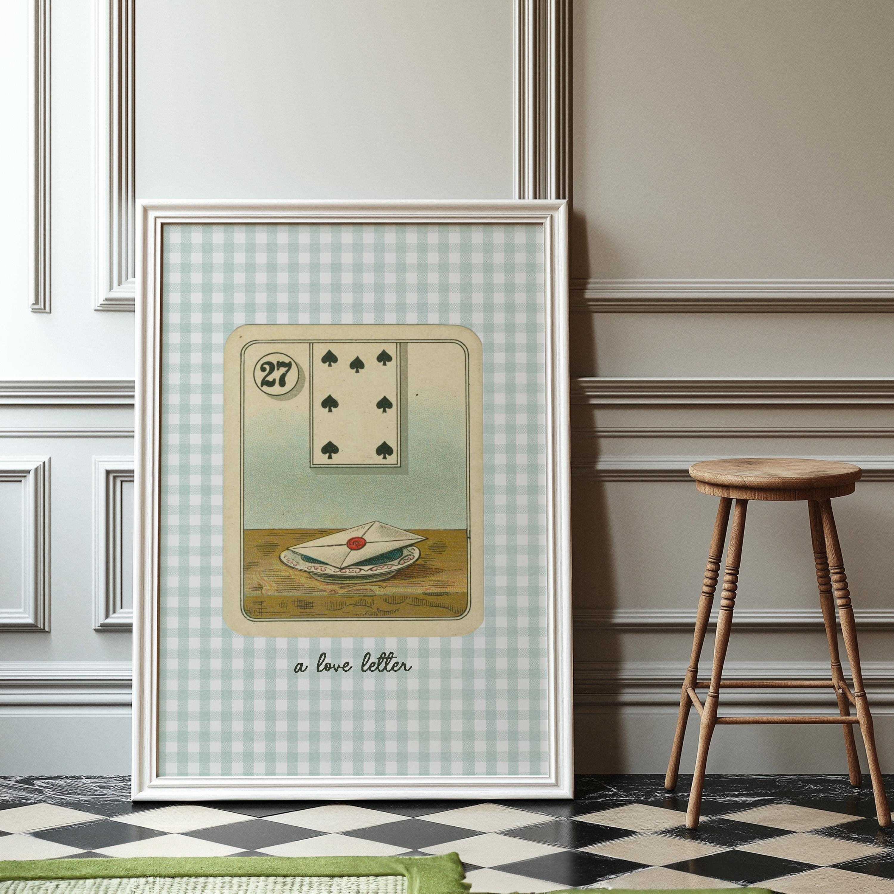 Love Letter Art, Aesthetic art, Vintage Print, Bedroom Art, Digital Art, GS Print Shoppe, Dopamine Decor, Love Letter Poster, Green Checker