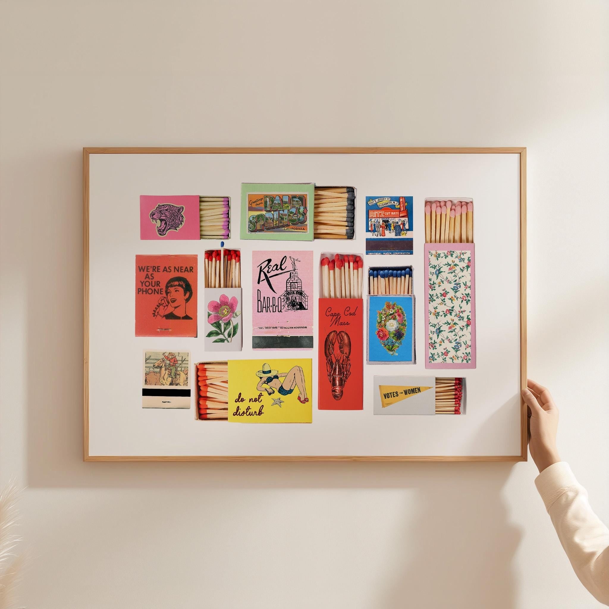 Vintage Matchbox Print, Trendy Matches Poster, Retro Matchbook Wall Art, Bar Cart Aesthetic Print for Apartment, Instant Digital Download
