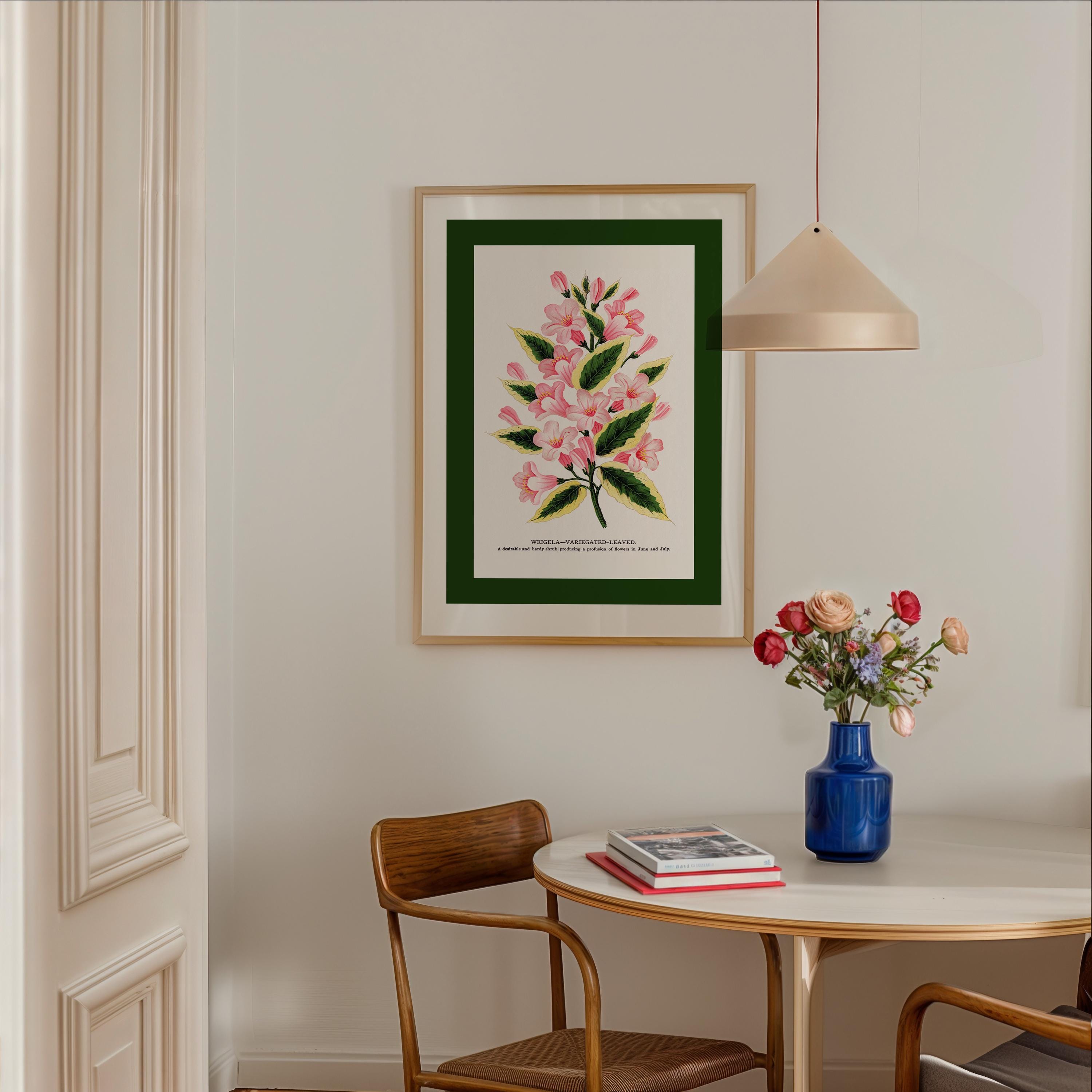 Floral Art, Vintage Floral Decor, Colorful Art Print, Pink and Green Art, GS Print Shoppe, Pink Flower Art Print, Retro Vintage Art