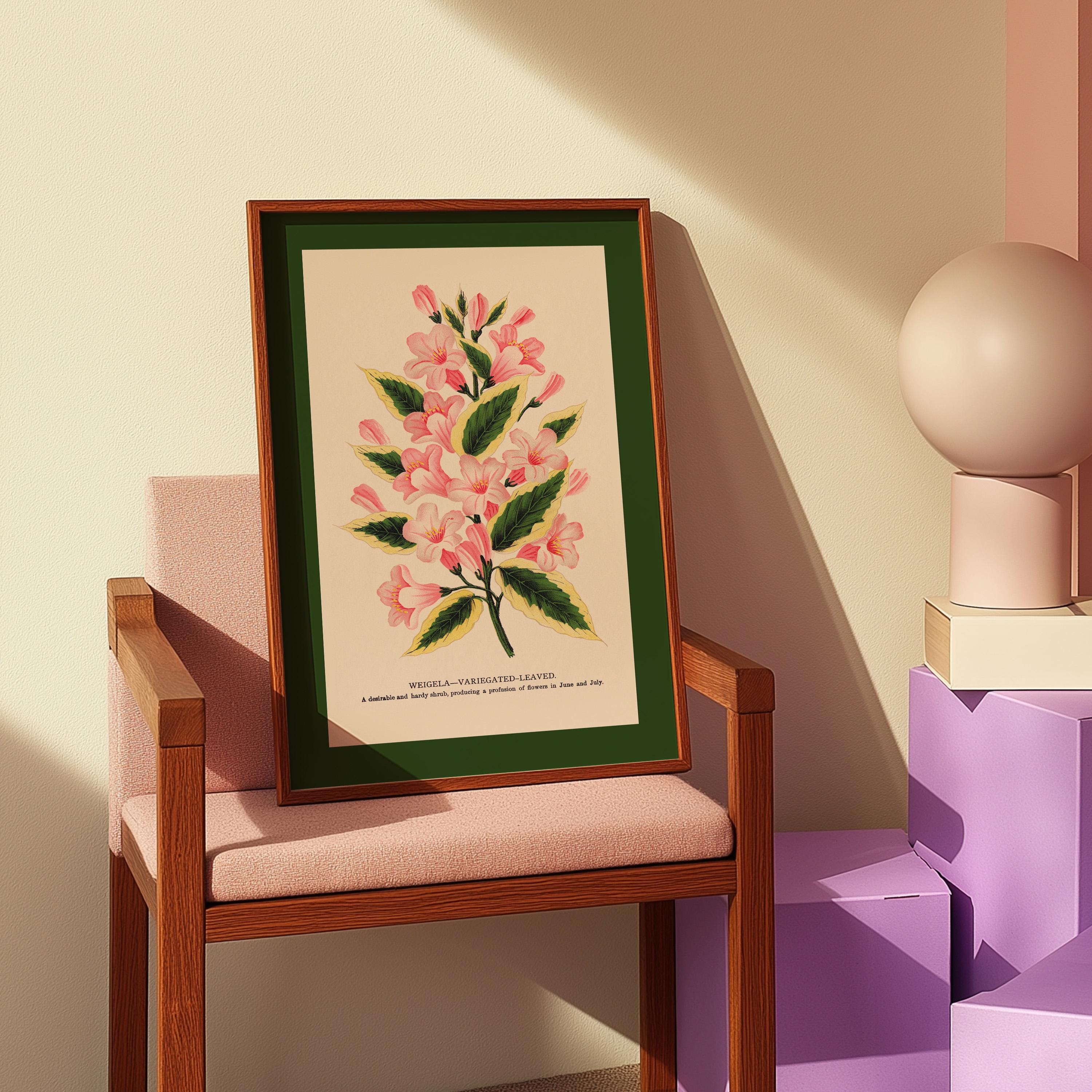 Floral Art, Vintage Floral Decor, Colorful Art Print, Pink and Green Art, GS Print Shoppe, Pink Flower Art Print, Retro Vintage Art
